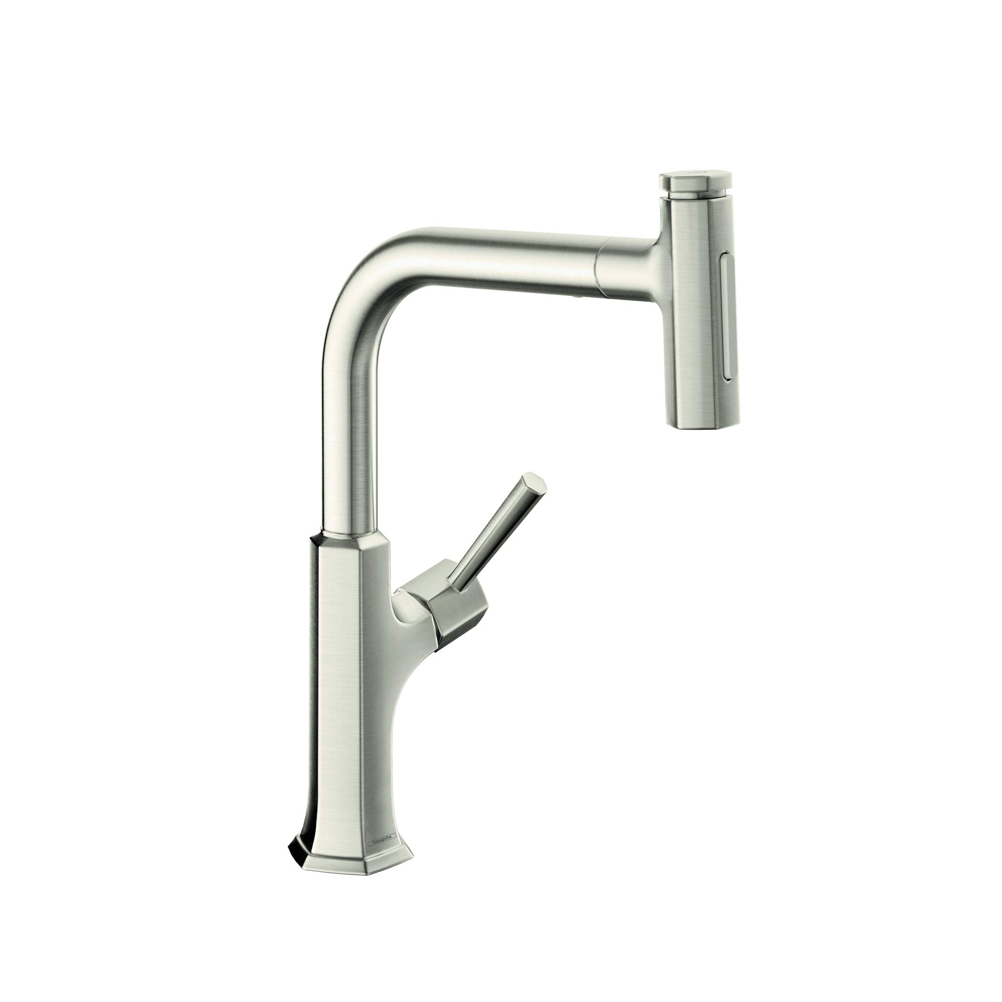 Hansgrohe Locarno Brushed Nickel Single-Handle Pull-Out Sprayer Kitchen Faucet - Modern Water-Saving Design for Sink, Dishwashing & Food Prep (Model 04828800)