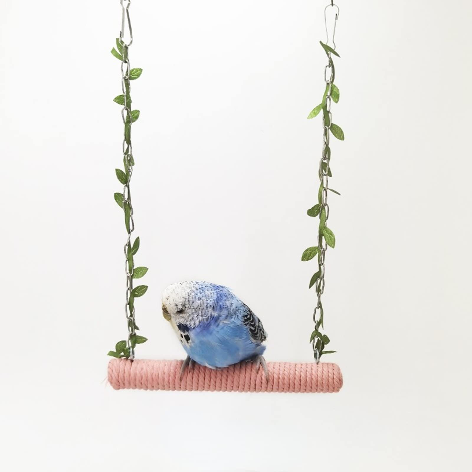 Natural Wood Hanging Bird Cage Swing Toy - Parrot Perch Swing with Stand for Cockatiels & Small Birds | Perfect for Bird Cages, Aviaries & Play Gyms