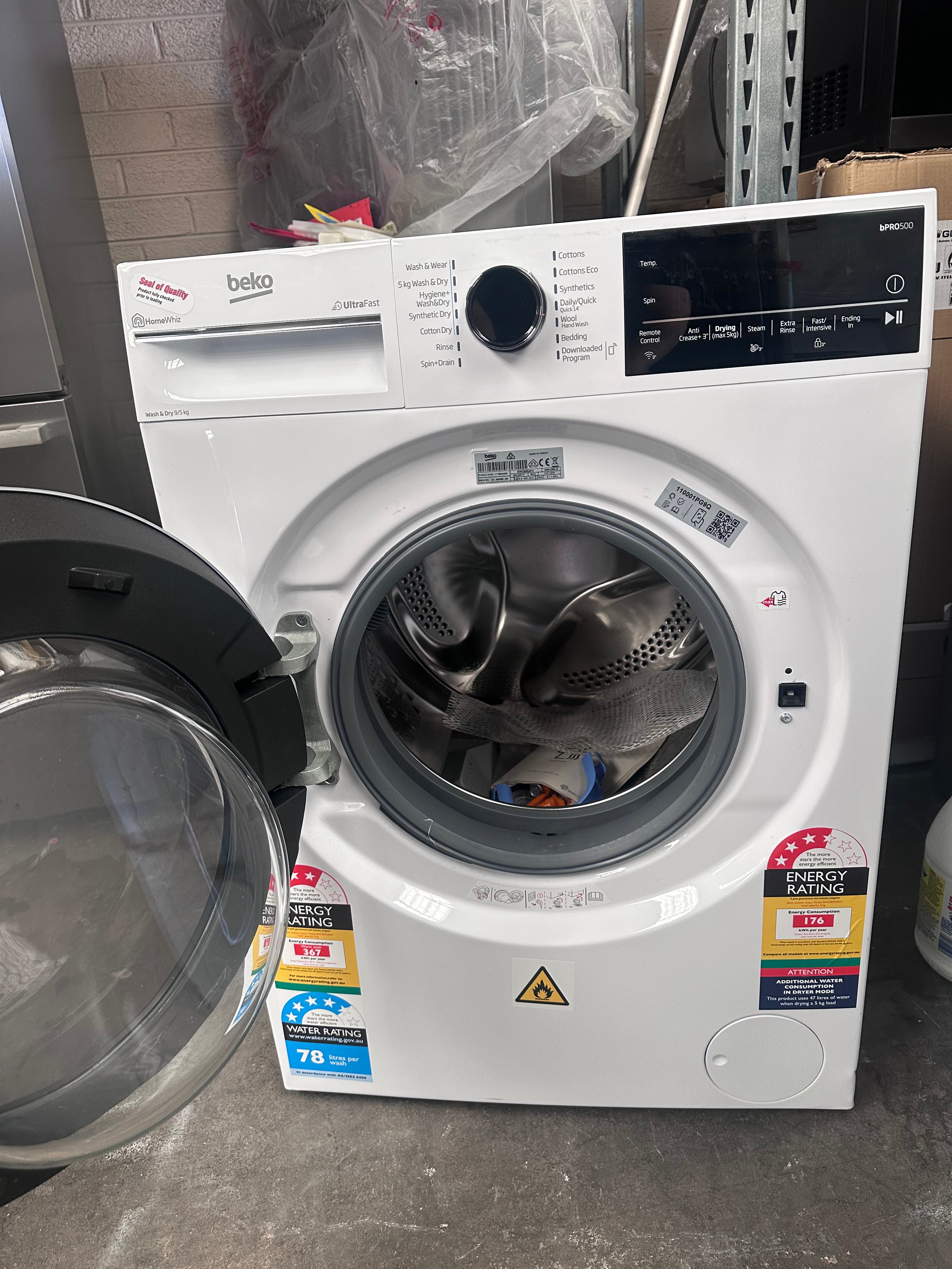 Beko BWDB9540W 9kg/5kg UltraFast Washer Dryer Combo - Energy Efficient Laundry Solution for Small Apartments & RVs | Fast Drying & Space Saving Design | Perfect for Compact Living Spaces & Mobile Homes