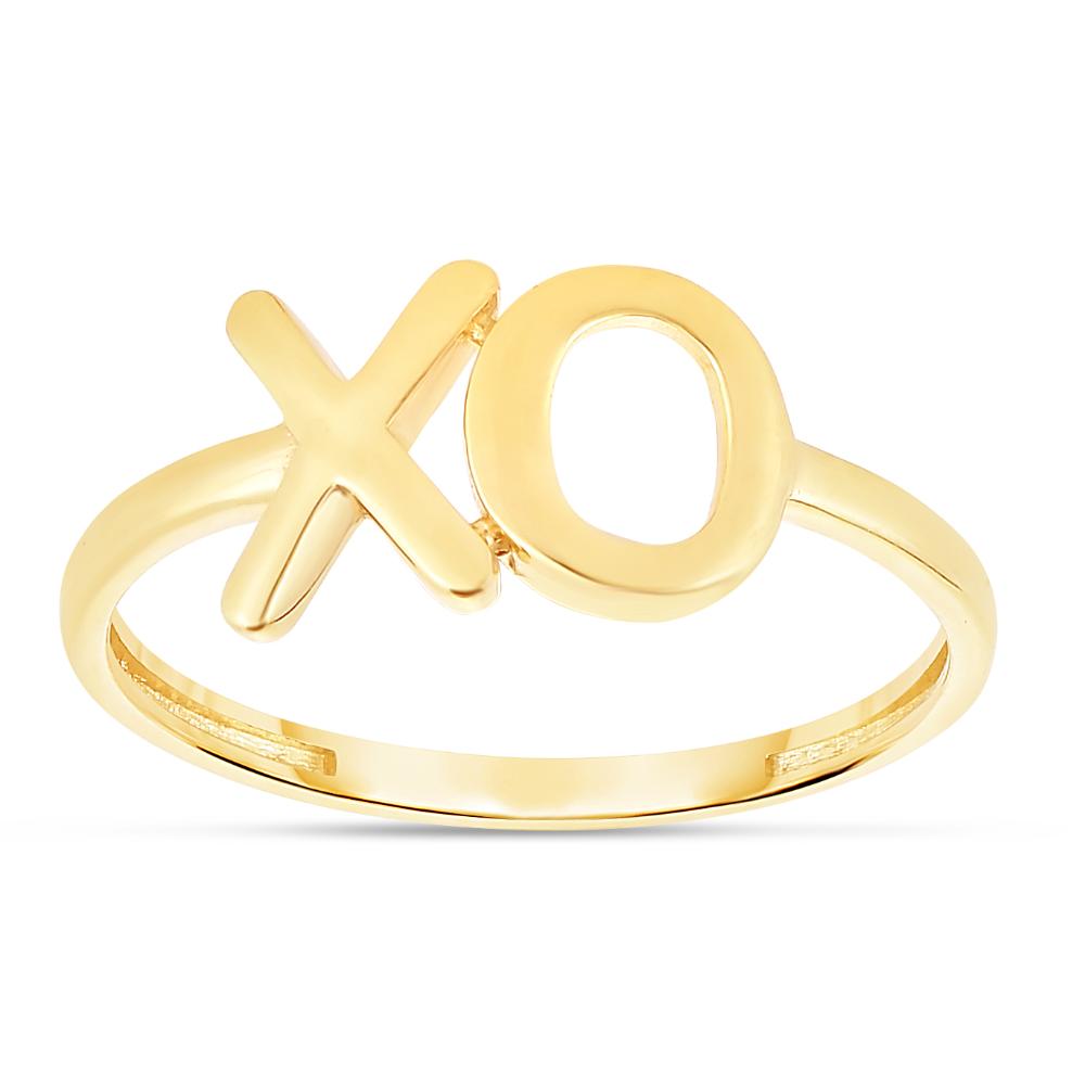 14K Gold XO Ring for Women - Elegant Letter Initial Jewelry Gift for Her - Perfect for Valentine's Day, Anniversary & Special Occasions