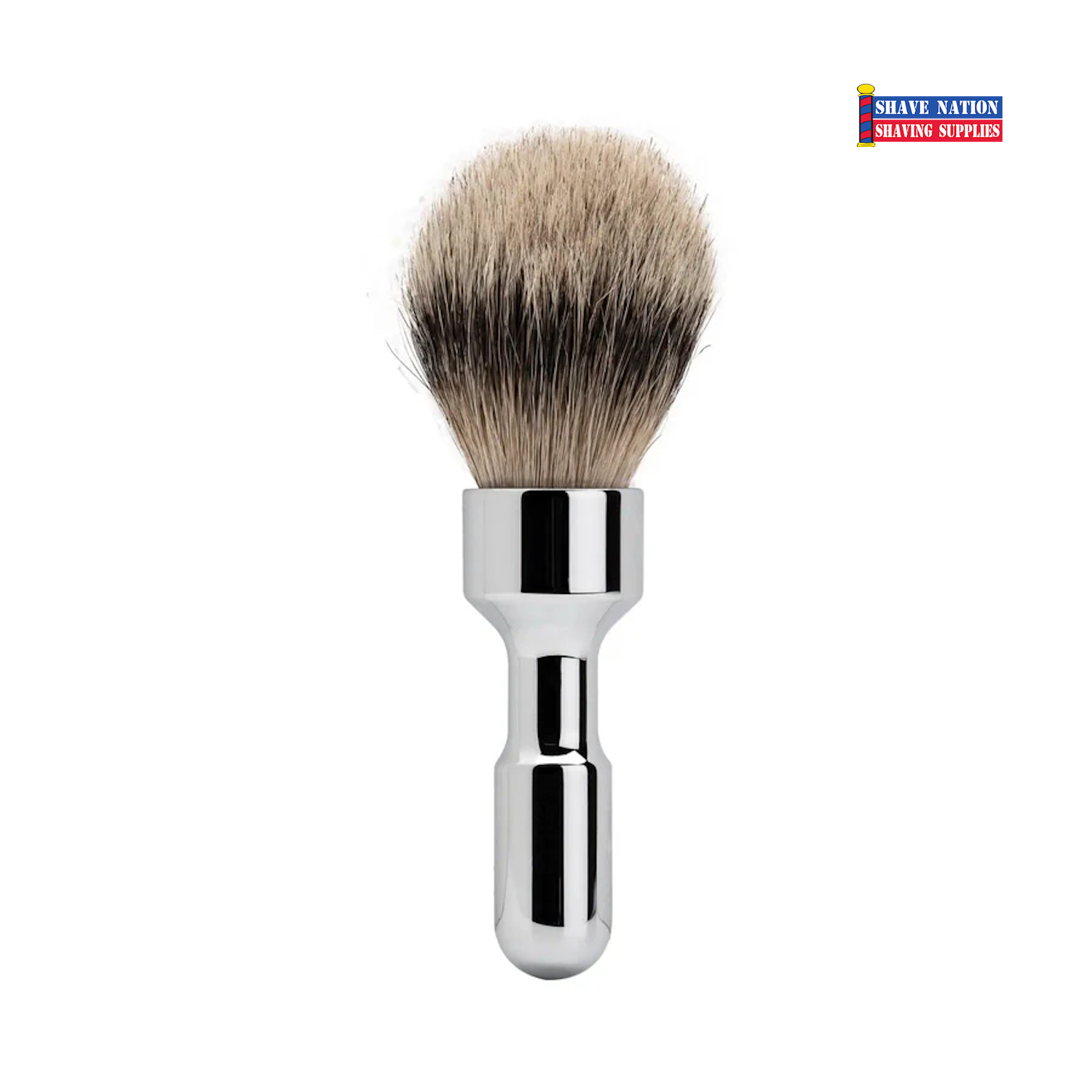 Merkur Futur Silvertip Shaving Brush in Polished Chrome - Premium Badger Hair for a Smooth, Luxurious Shave - Perfect for Wet Shaving & Grooming Gifts
