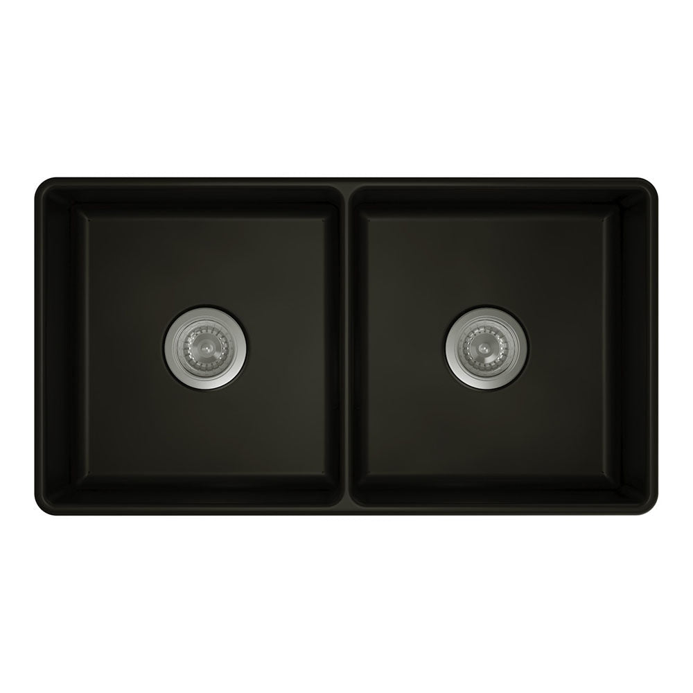 Fienza 68709 Benson Double Butler Sink in Matte Black - Premium Stainless Steel Kitchen Sink for Modern Farmhouse & Luxury Home Renovations (Perfect for Busy Kitchens & Entertaining Guests)