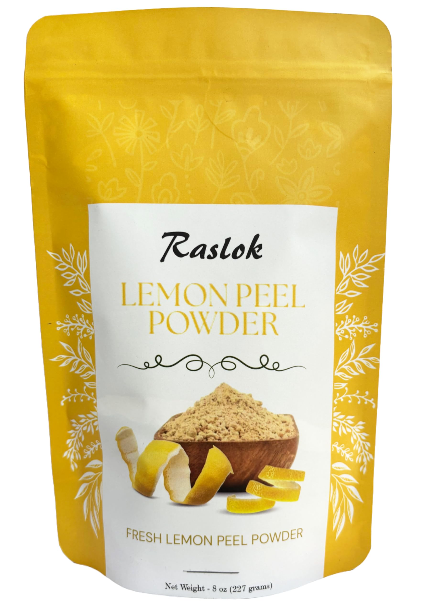 Raslok 100% Pure Freeze-Dried Lemon Peel Powder | Natural Vitamin C Supplement | Fresh Squeezed Lemon Flavor | 8 oz | for Baking, Smoothies, Tea & Skincare