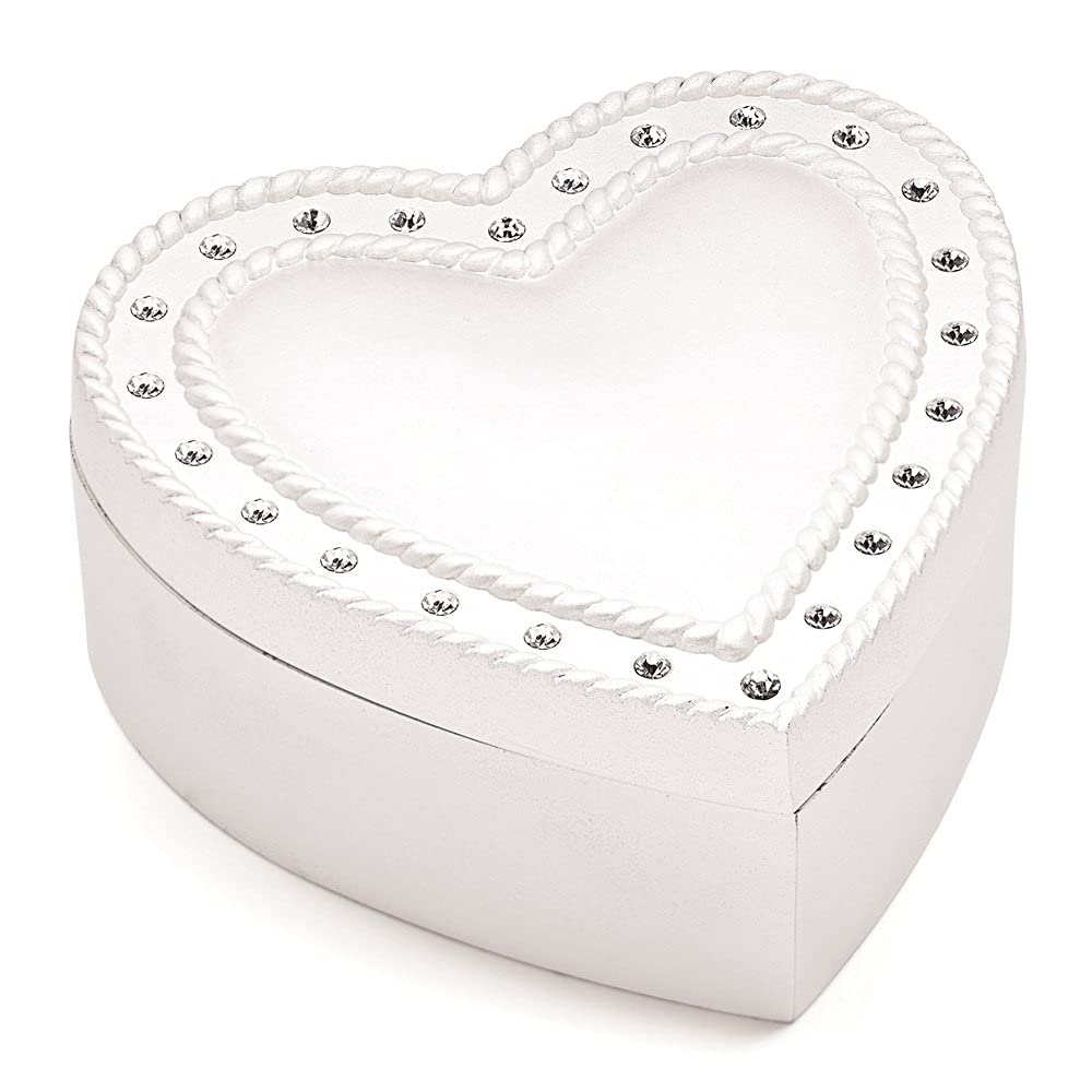 Elegant Satin Silver-Plated Crystal Heart Jewelry Box for Women - Perfect for Gift Giving, Wedding Favors & Jewelry Storage