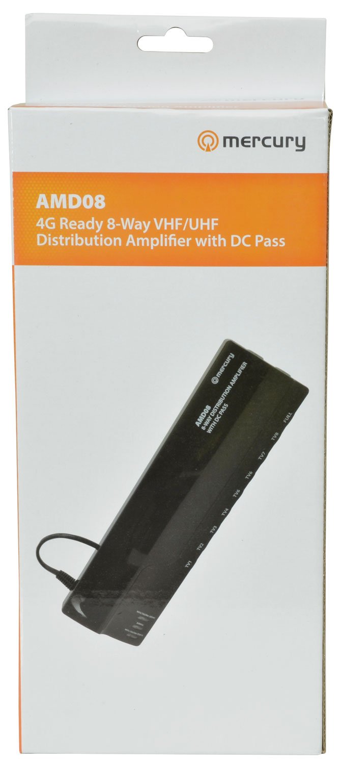 8-Way Professional TV Signal Booster - HD Antenna Amplifier for Clearer Reception - Perfect for Home, Office, and RV Use