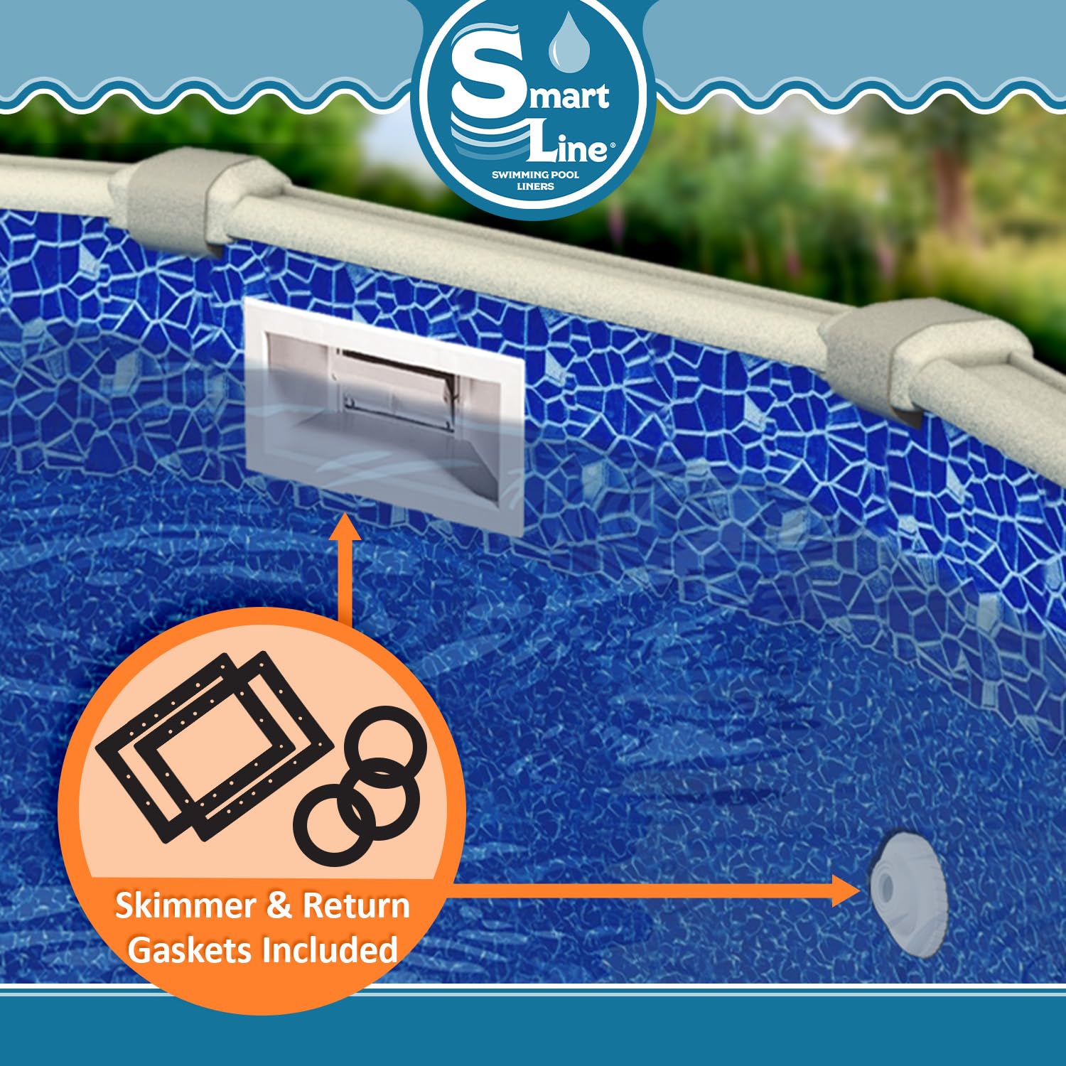 Smartline 15x24 ft Oval Above Ground Pool Liner - Cracked Glass Design, Overlap Style, 48-52 Inch Wall Height, 25 Gauge Heavy Duty Virgin Vinyl for Steel Sided Pools | Perfect for Backyard Swimming, Summer Relaxation & Family Fun