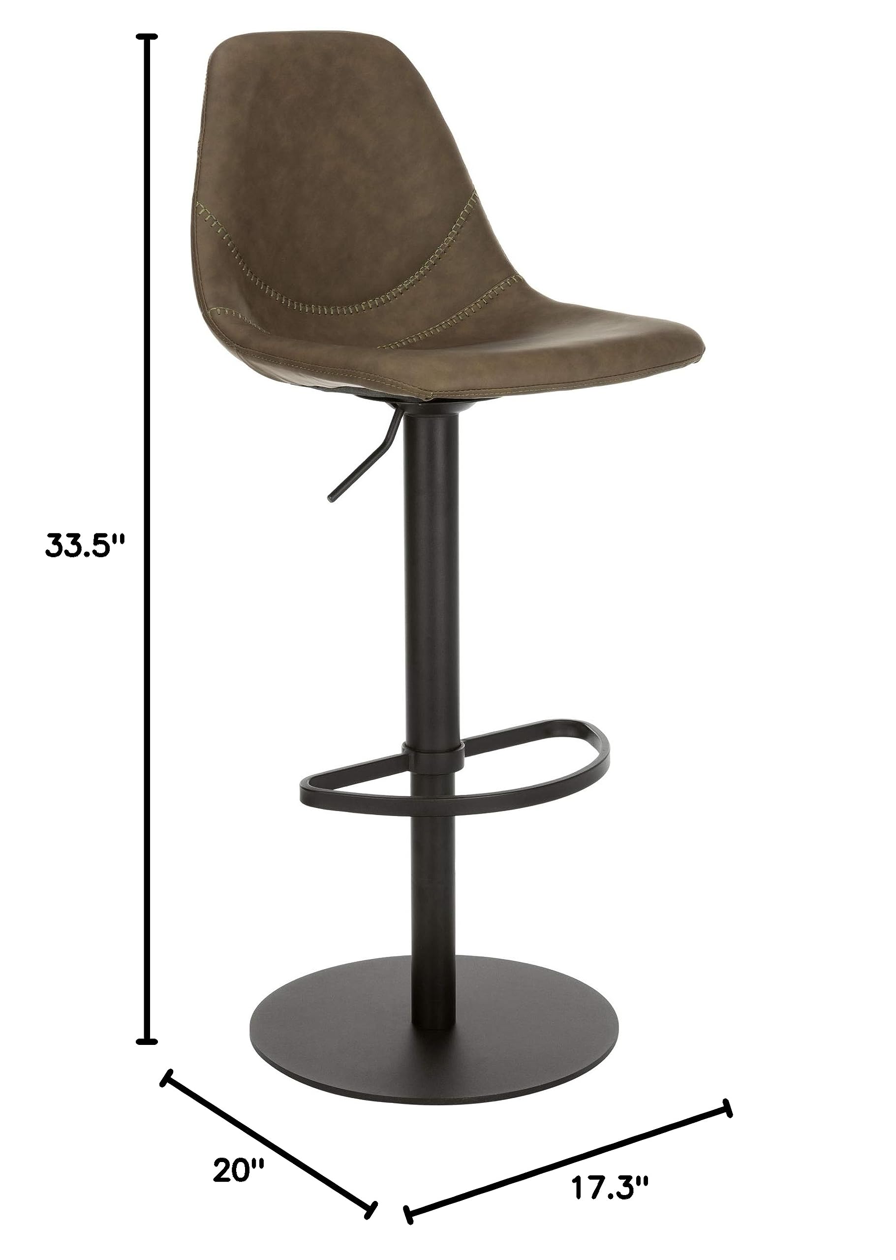 Safavieh Home Collection Sky Cognac Adjustable Swivel Bar Stool - Modern Counter Height Bar Stool with 360° Rotation for Kitchen Island, Breakfast Nook & Home Bar