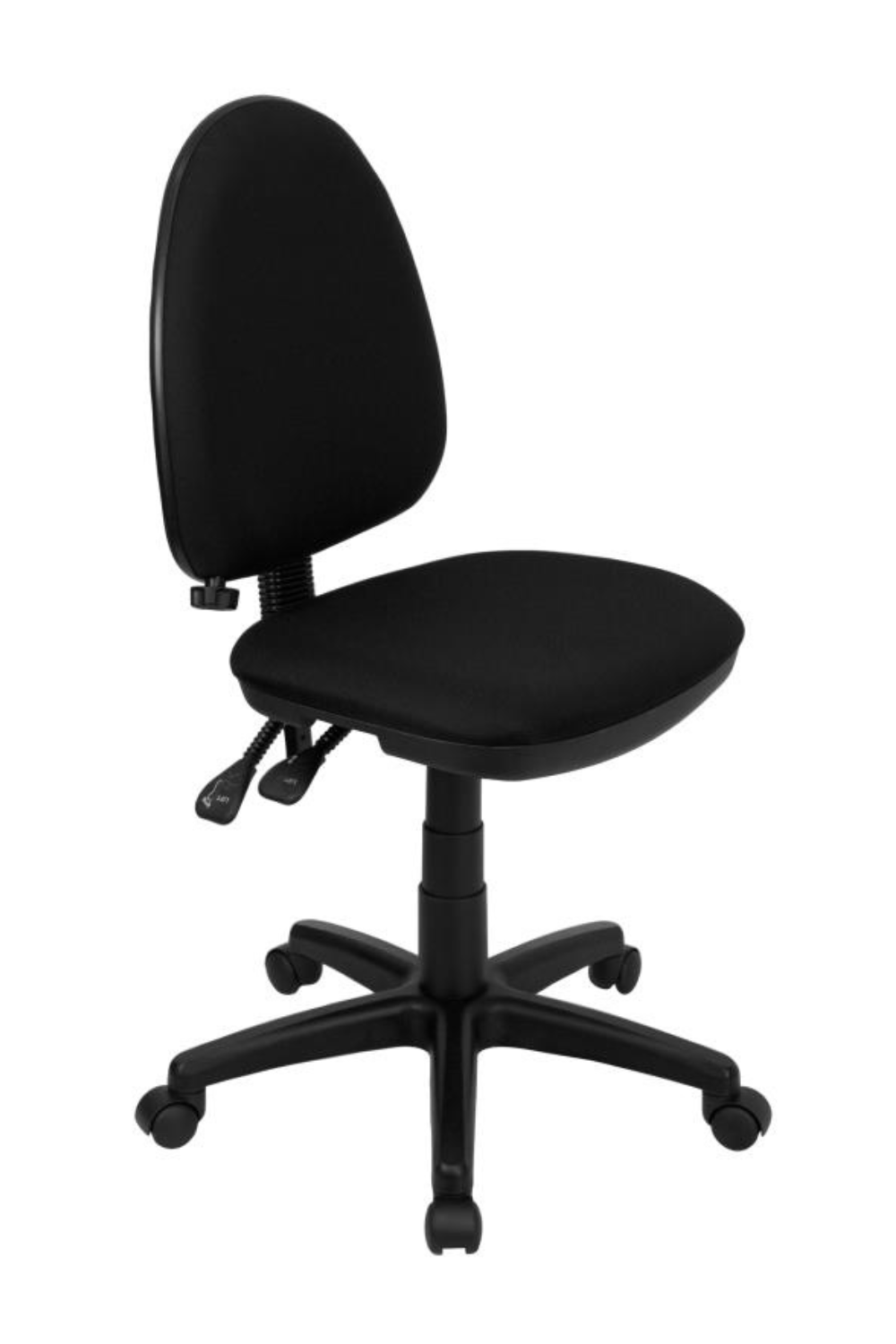 FLASH Mid Back Black Fabric Ergonomic Office Chair - Adjustable Lumbar Support & 360° Swivel - Perfect for Home Office, Gaming & Workspace Comfort