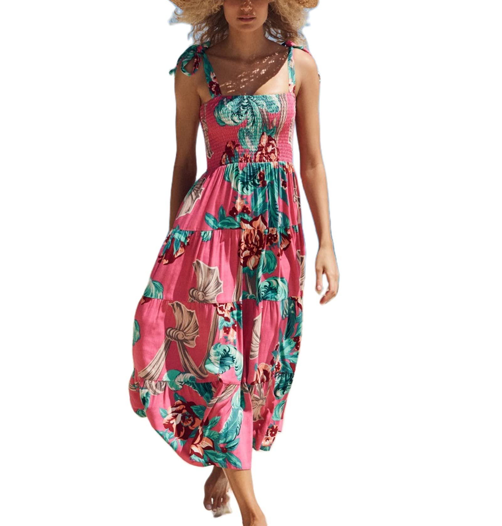 Bohemian Floral Mini Dress for Women - Spaghetti Straps Sleeveless Summer Sundress | Beach Party, Vacation, Date Night Outfit