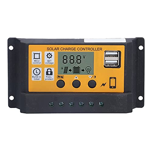Smart Solar Charge Controller 12V/24V 20A with LCD Display - MPPT Battery Regulator for RV, Boat, Off-Grid Solar Panel Systems | Waterproof & Efficient Power Management