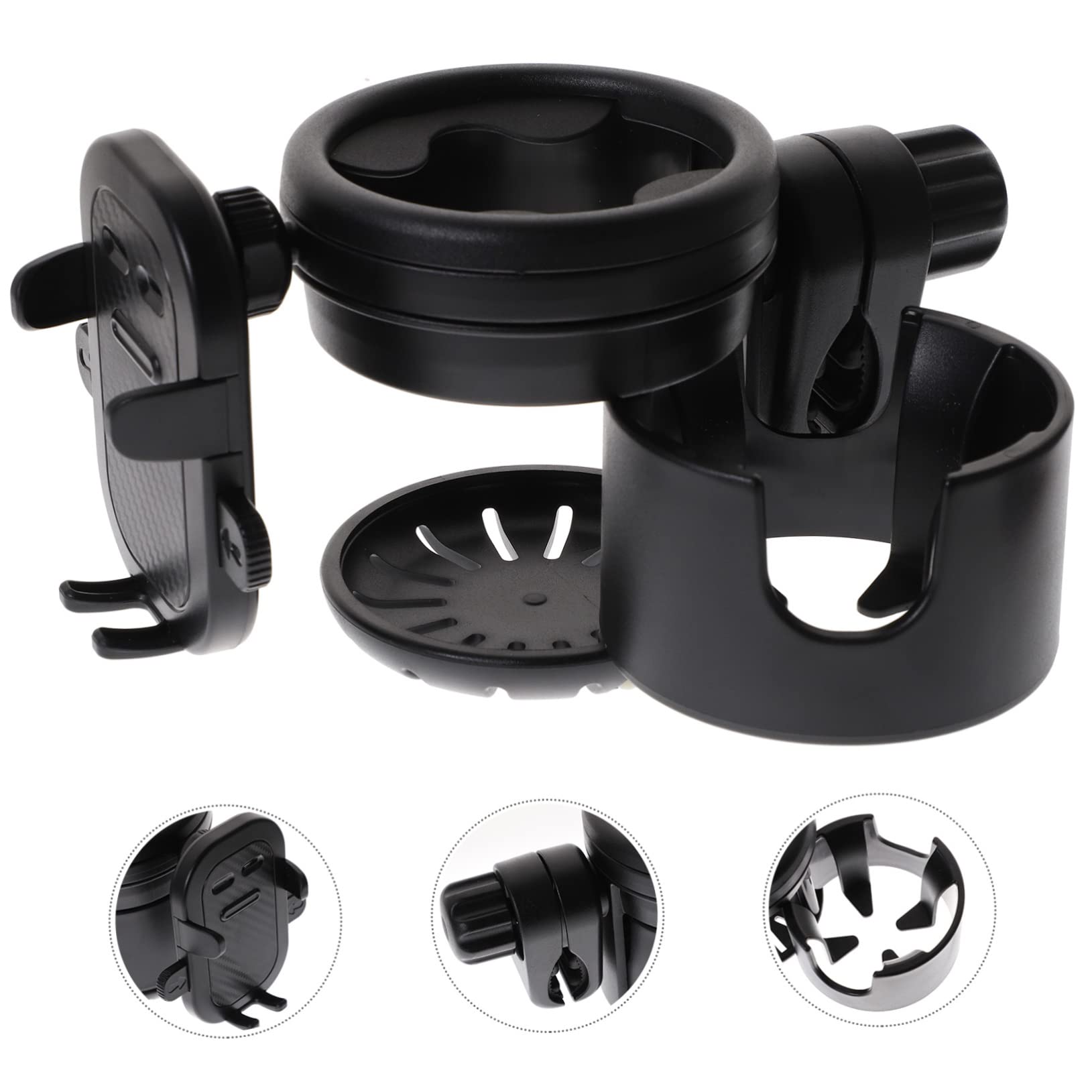 Wakauto 2-Pack Metal Cup & Phone Holder for Jogging Strollers - Secure Smartphone & Drink Holder for Running, Walking, Shopping - Perfect for Parents & Outdoor Activities