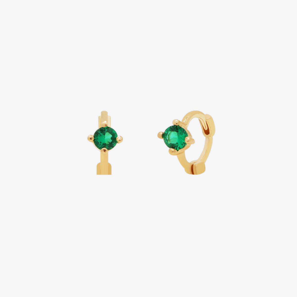 Green Onyx Huggie Earrings for Women – Dainty Single Stone Hoop Earrings for Everyday Wear | Perfect for Casual, Office & Date Night Outfits