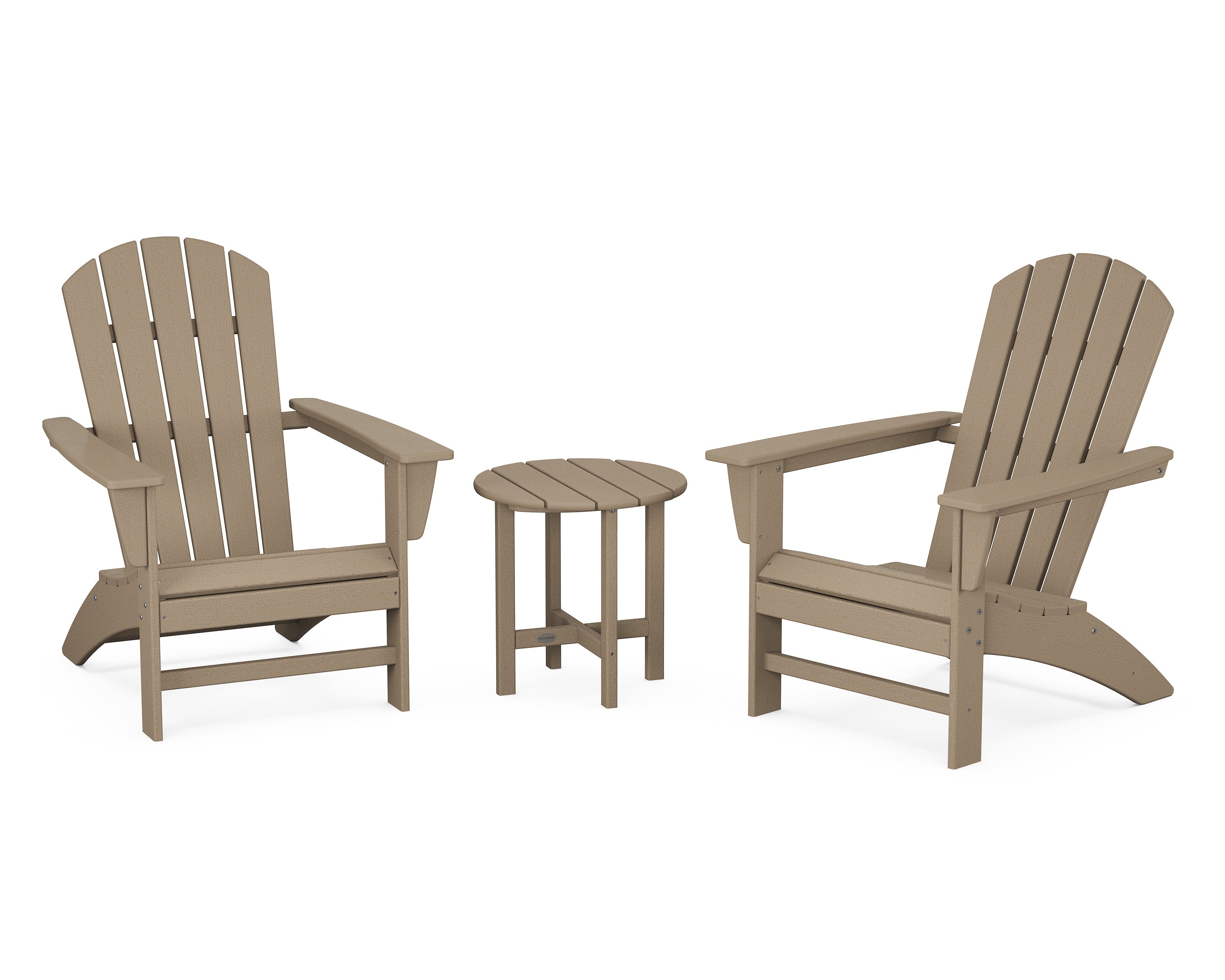 POLYWOOD Nautical 3-Piece Adirondack Chair Set - Durable Outdoor Furniture for Patio, Poolside & Beach - All-Weather Resin Wicker Chairs with Side Table