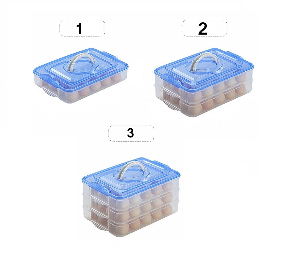 MEECOSTE 36 Grid Egg Holder with Tray - Refrigerator Organizer for Eggs, Fruits & Vegetables - Durable Food Storage Container for Kitchen, Pantry & Grocery Store Organization