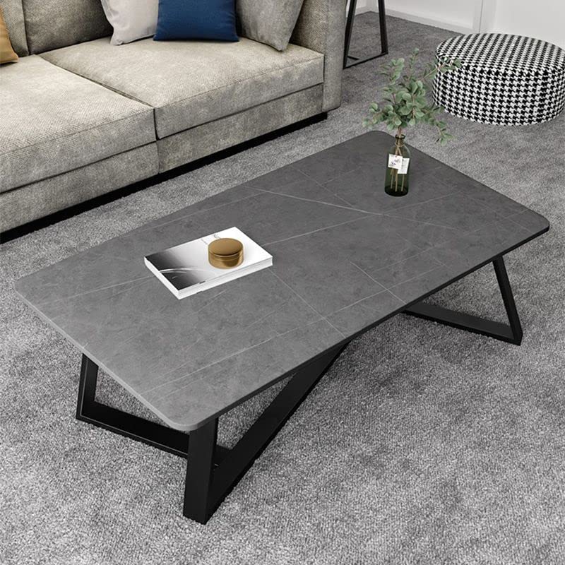Mid-Century Modern Coffee Table with Slate Top & Metal Frame - 31.5