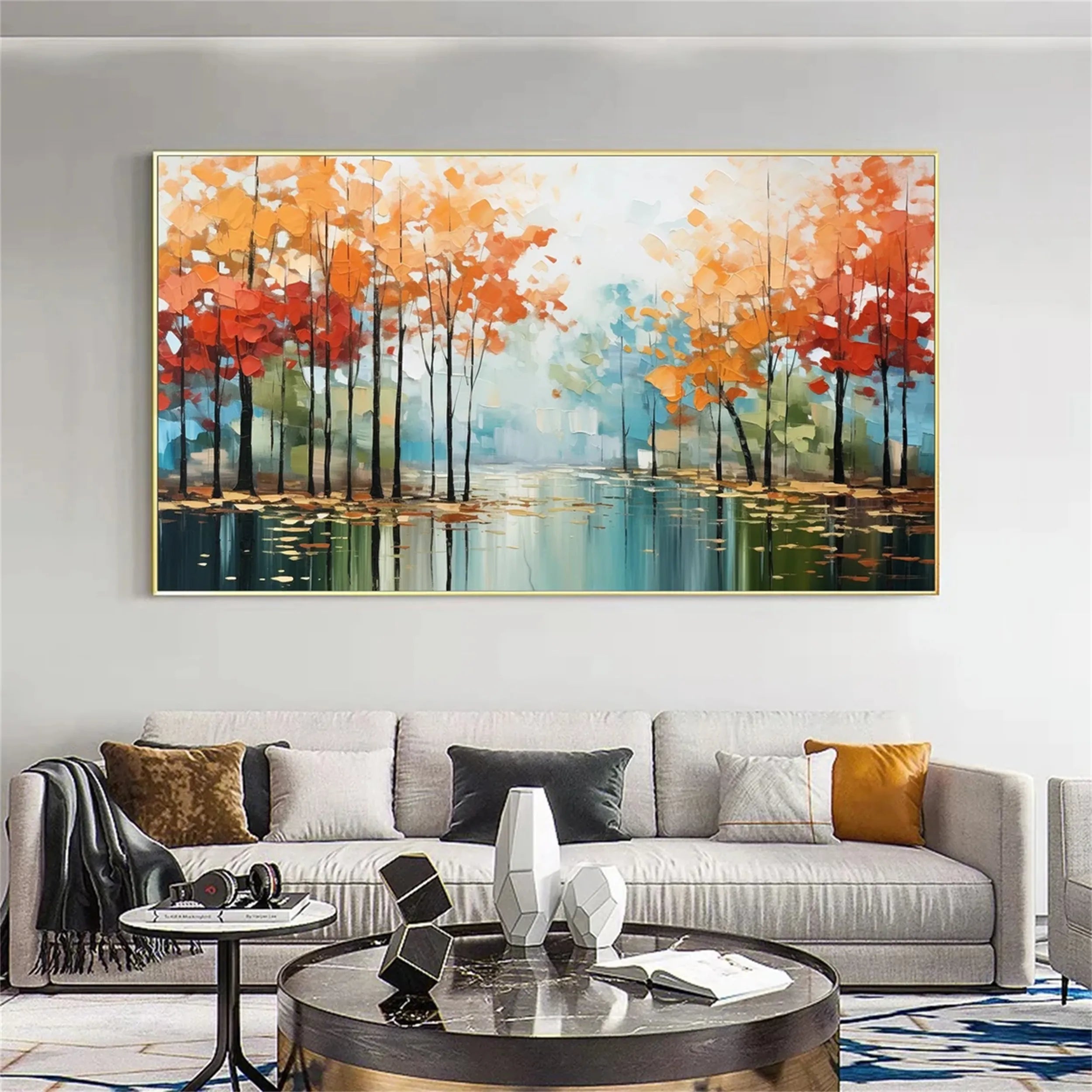 Beautiful Flower and Tree Painting #FT053 - Handmade Canvas Art for Home Decor, Living Room, Bedroom & Office Wall