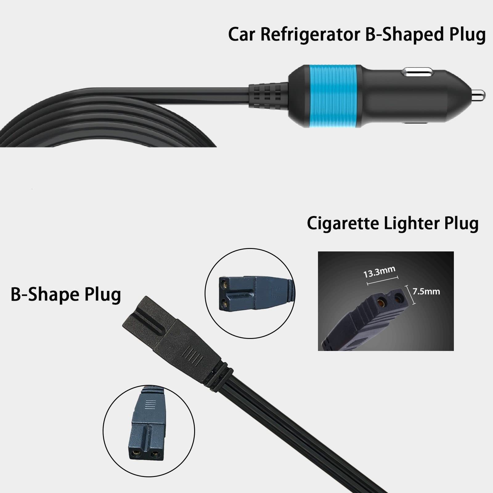 12V DC Power Cable for Thermoelectric Cooler & Mini Fridge - 2 Pin Plug Wire for Car Cooler, Cool Box, Office Mini Refrigerator - Perfect for Road Trips, Camping & Home Use