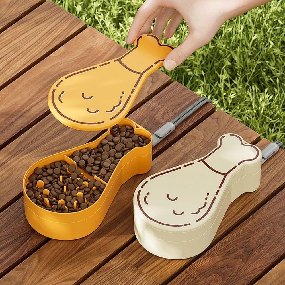 2-in-1 Pet Travel Food & Water Container - Portable Chicken Leg Shaped Bowl for Dogs & Cats | Perfect for Hiking, Camping & Road Trips
