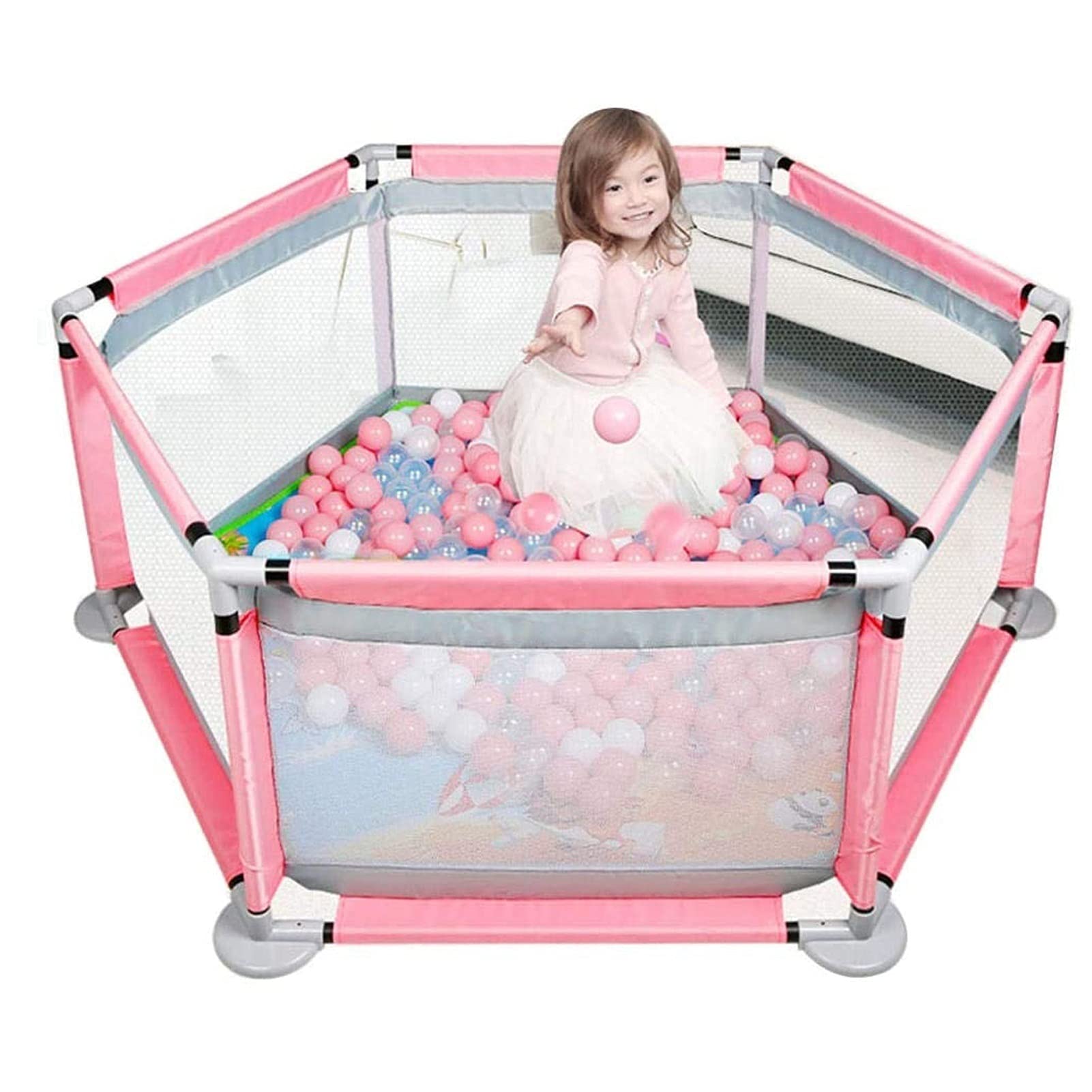 **Large Baby Playpen with Breathable Mesh - Portable & Washable Play Yard for Toddlers & Infants - Includes Storage Bag for Easy Travel & Home Use**    *(Perfect for Indoor Playtime, Outdoor Adventures, and Childproofing Your Living Space)*