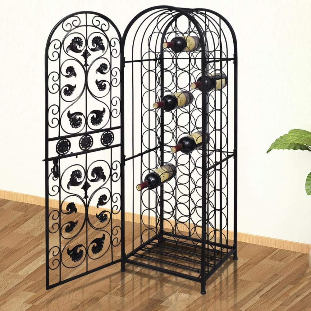 45 Bottles Free-Standing Metal Wine Rack with Locking Door - 17.7 x 14 x 52.6 Inch Wine Storage Cabinet for Home, Bar, Kitchen & Cellar | Space-Saving Floor Standing Organizer for Wine Lovers & Entertaining