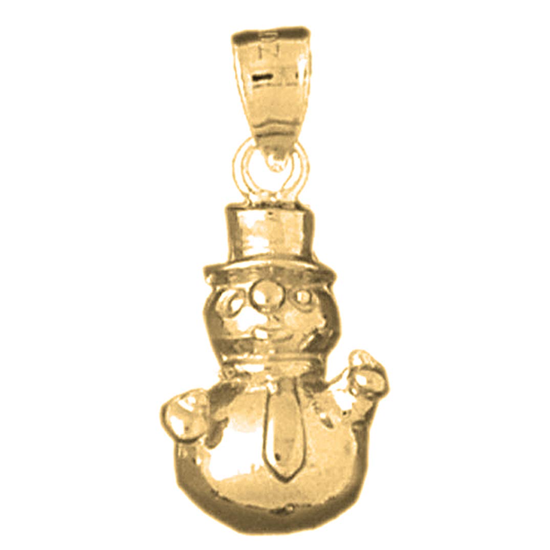 14K Yellow Gold-Plated 925 Sterling Silver Snowman Pendant Necklace - Christmas Gift, Winter Jewelry for Women & Girls - Perfect for Holiday Parties, Gift Exchanges & Seasonal Fashion