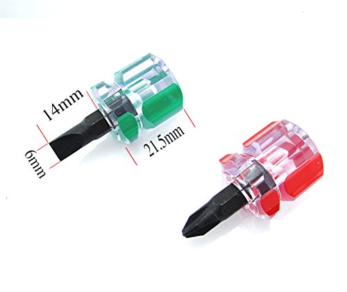XMHF 4PCS Short Phillips & Slotted Screwdriver Set - 1.5 Inch Mini Screwdrivers for Electronics, Glasses, Watches & Small Device Repair