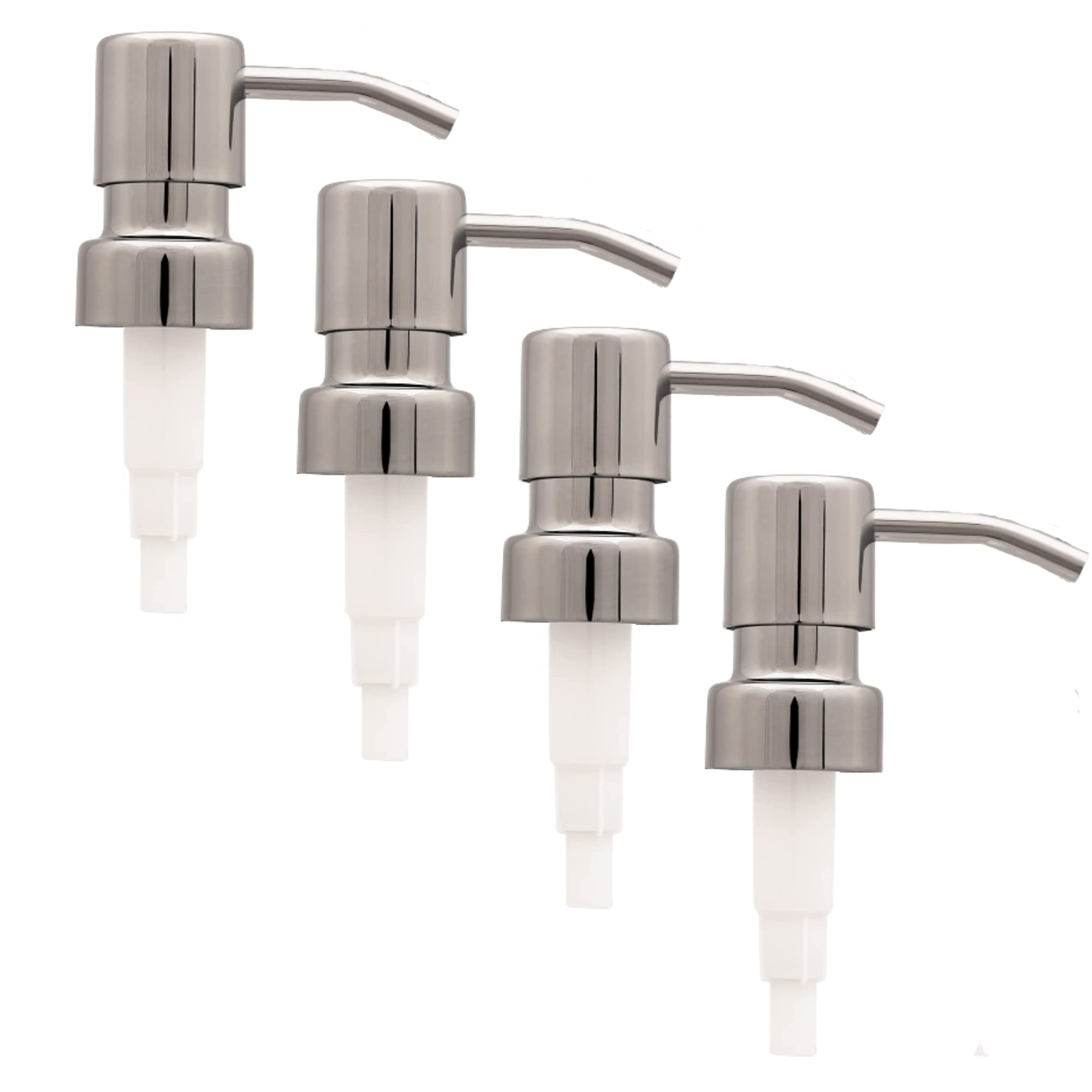 Premium Chrome Bathroom Countertop Soap Dispensers - 4 Pack Set for Hand Wash, Kitchen, and Bathroom Organization | Modern & Sleek Design