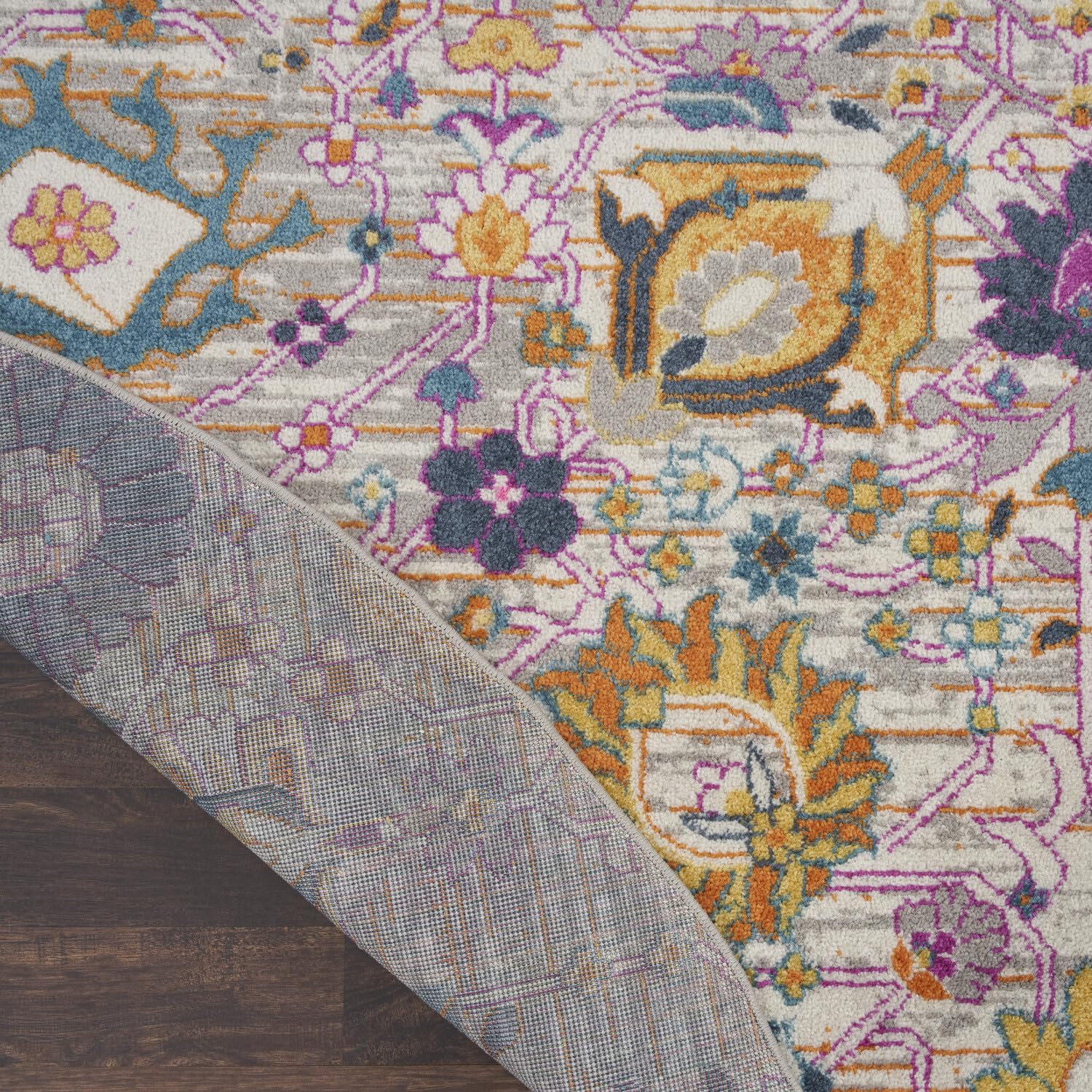 Nourison Passion Silver 8' Round Boho Moroccan Area Rug - Non-Shedding & Easy to Clean - Perfect for Bedroom, Living Room, Dining Room & Kitchen Decor