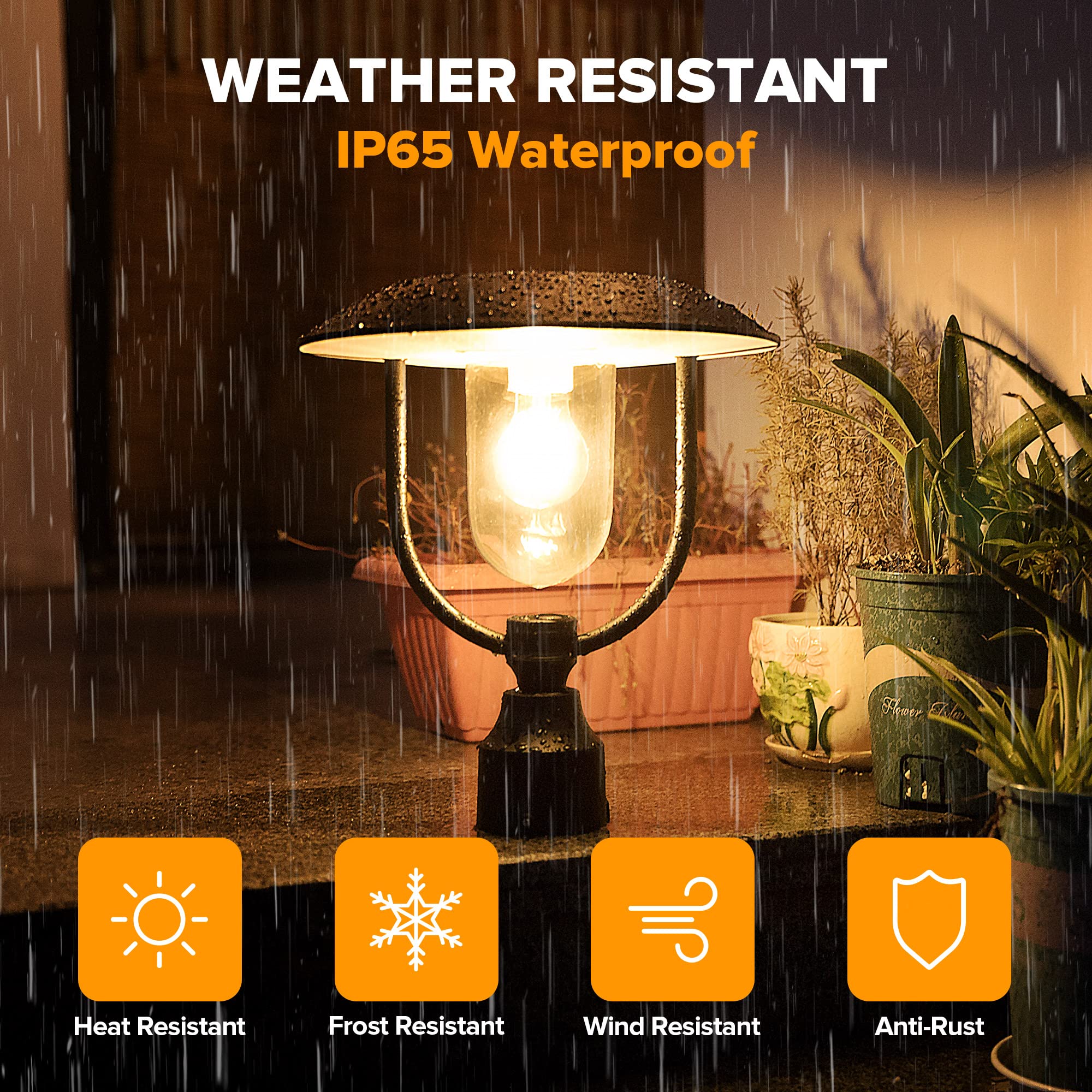 LUTEC Solar Lamp Post Light Outdoor - Dusk to Dawn Waterproof Black Solar Fixture for Garden, Patio, Pathway, Pier & Pole Mount | Energy-Efficient Solar Powered Exterior Lighting for Driveway, Walkway & Landscape Decor