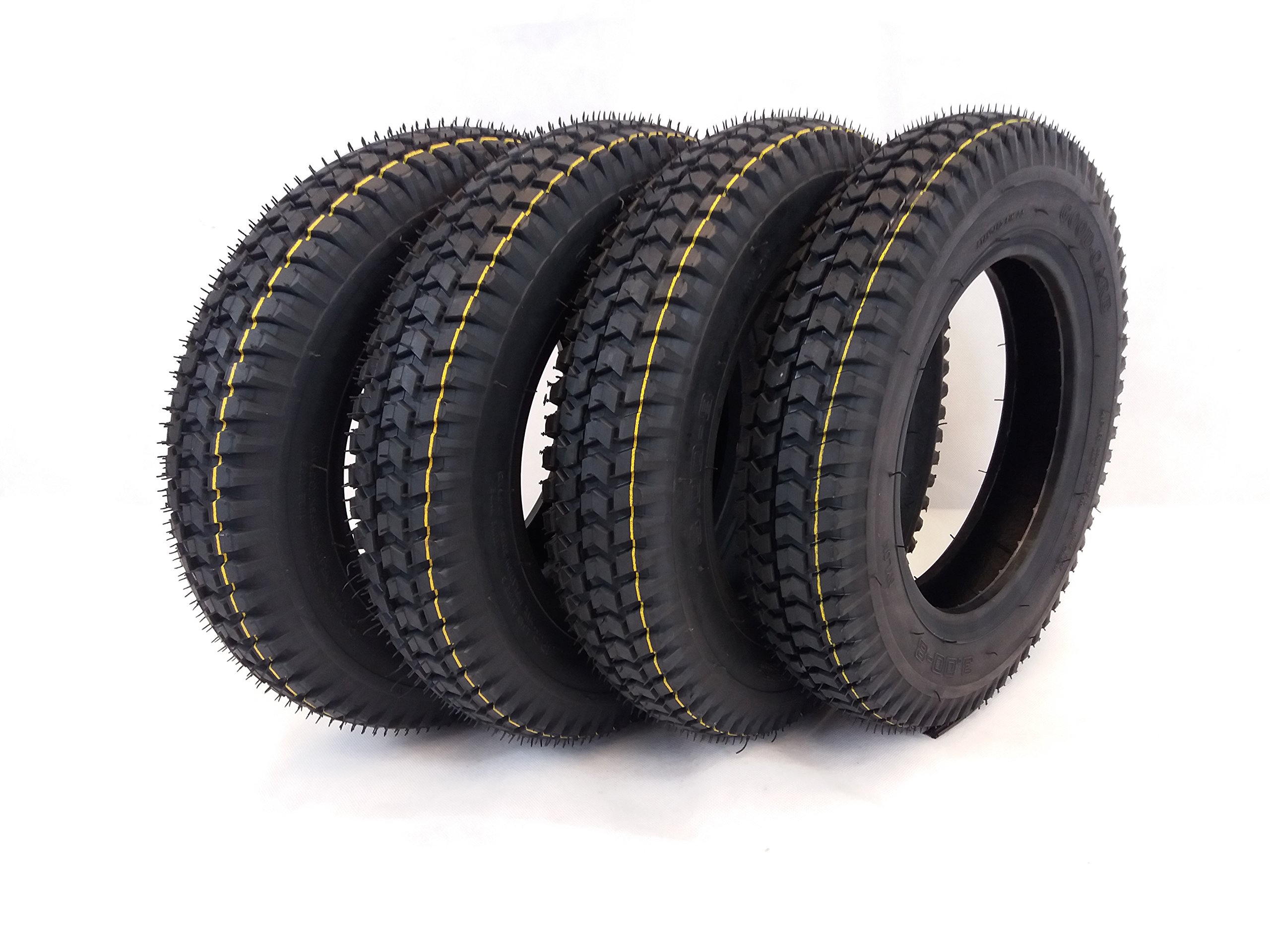 4x 3.00-8 Mobility Scooter Tires for Powerchair & Cordoba - 300x8 Black Rubber Tires - Perfect for Indoor/Outdoor Use on Scooters and Wheelchairs