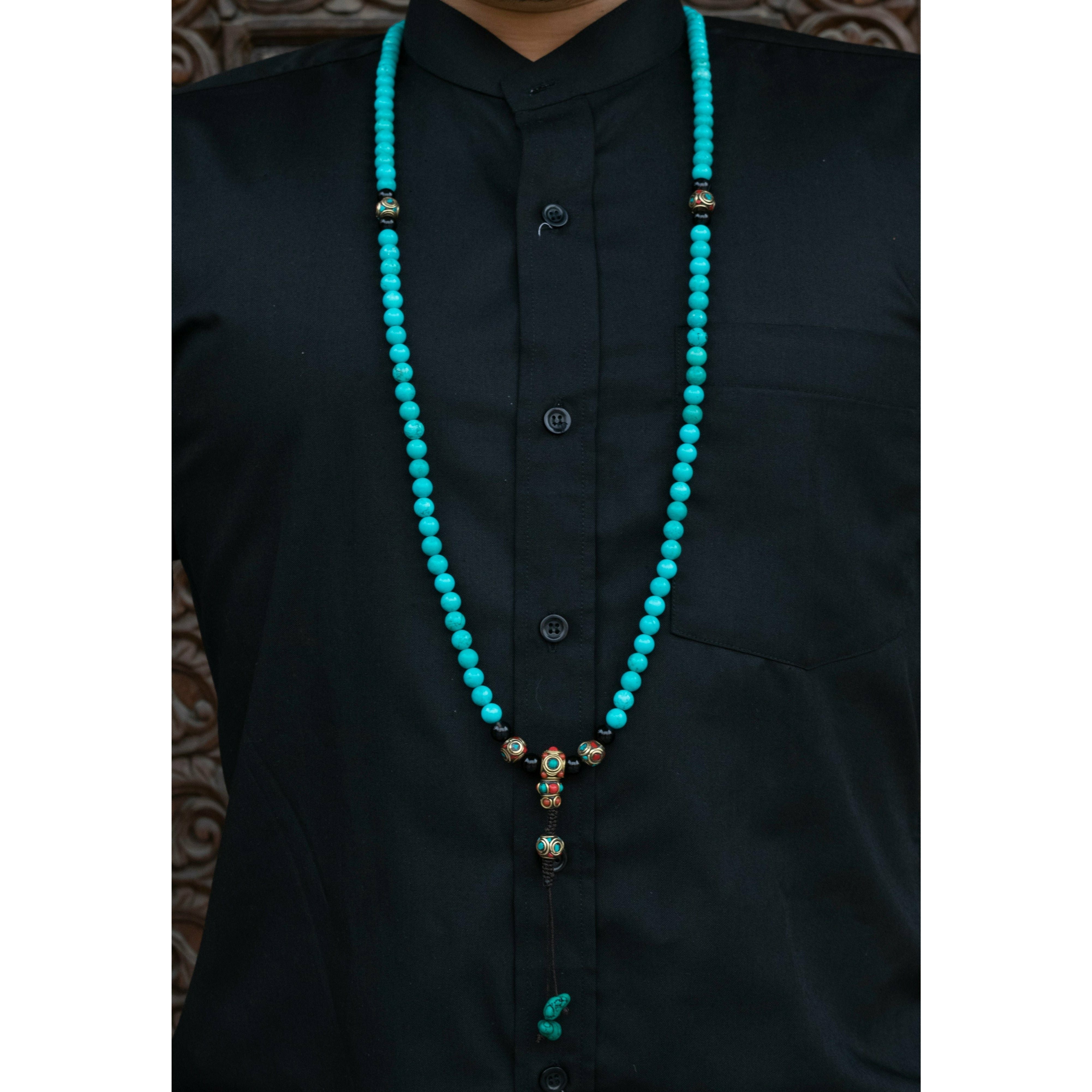 Authentic Tibetan Turquoise Mala Beads for Meditation & Mindfulness - Elevate Your Spirit & Focus - Perfect for Yoga, Prayer & Stress Relief