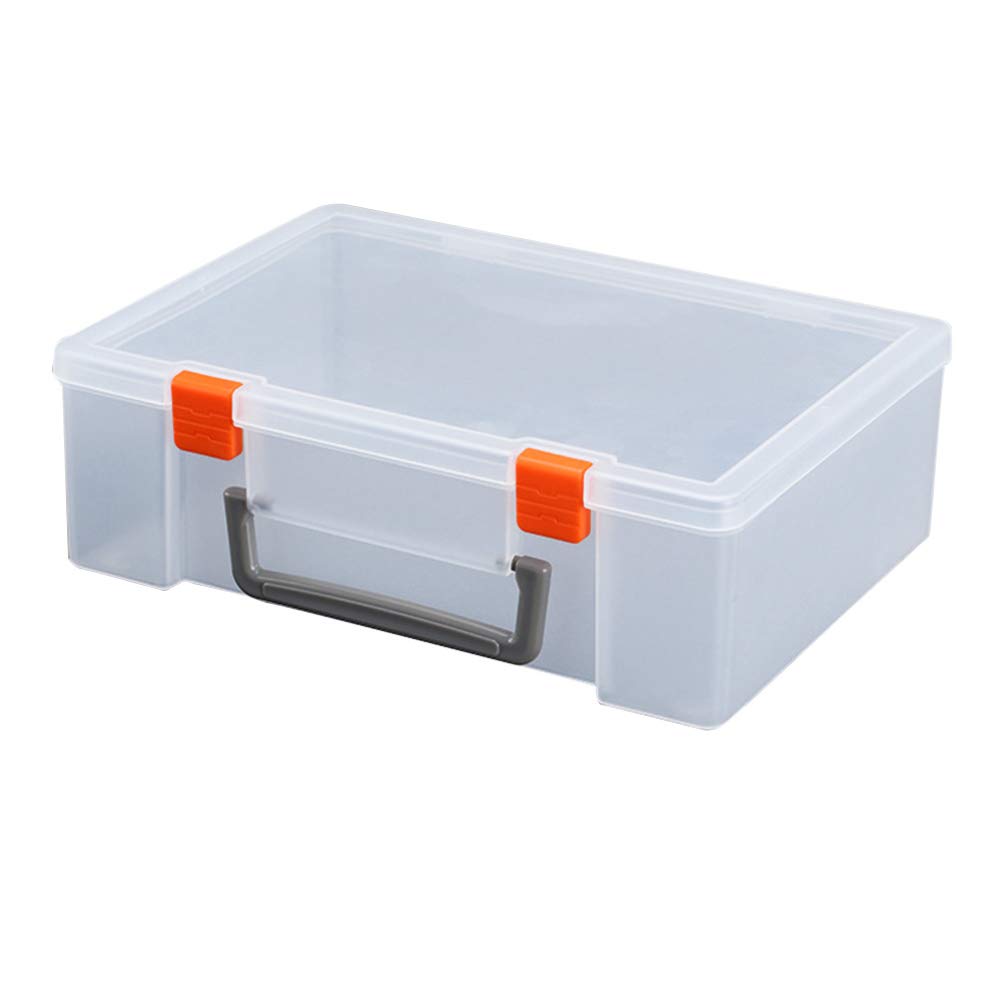 HEALLILY Clear Plastic Storage Bin with Handle - Durable Rectangular Organizer for Blocks, Puzzles, Crayons & Toys - Perfect for Kids' Room, Classroom & Playroom Organization