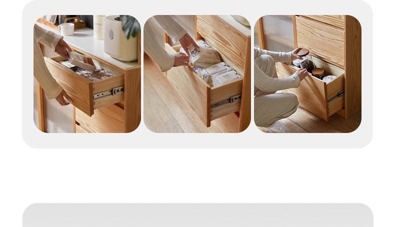 Solid Oak Wood Rock Board - Nordic Style Ultra-Thin Sideboard for Living Room, Bedroom & Dining Room Storage