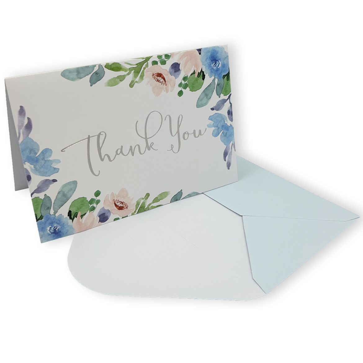 Blue Blooms Thank You Note Cards - Elegant Floral Greeting Cards for Appreciation, Gratitude & Special Occasions - Perfect for Weddings, Birthdays & Thank You Gifts