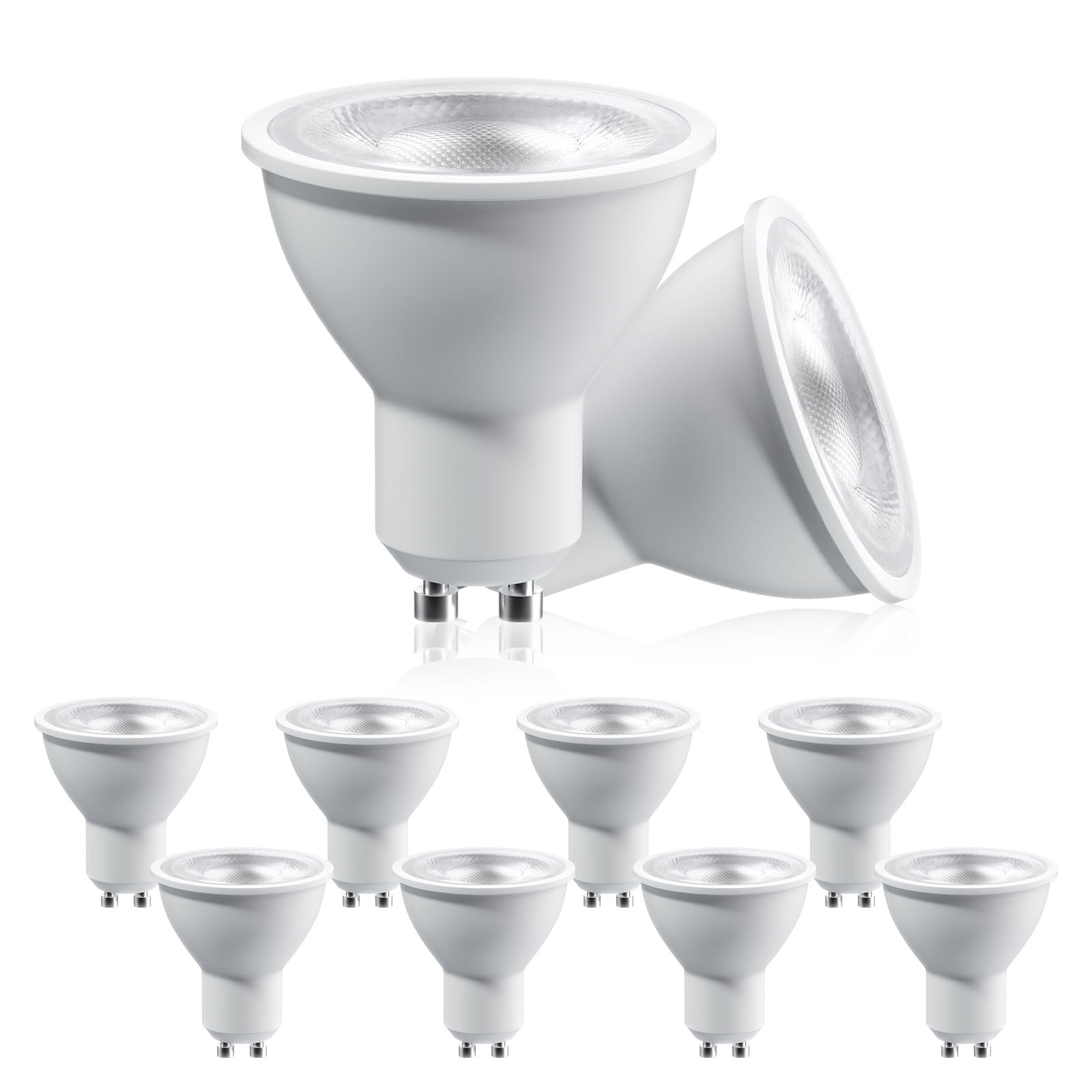 Dimmable GU10 LED Bulbs 7W (50W Halogen Equivalent) - 10 Pack Warm White 3000K, 630LM - Energy Saving Spotlights for Recessed Track Lighting, Home & Office Lighting | Perfect for Living Rooms, Kitchens, and Retail Displays