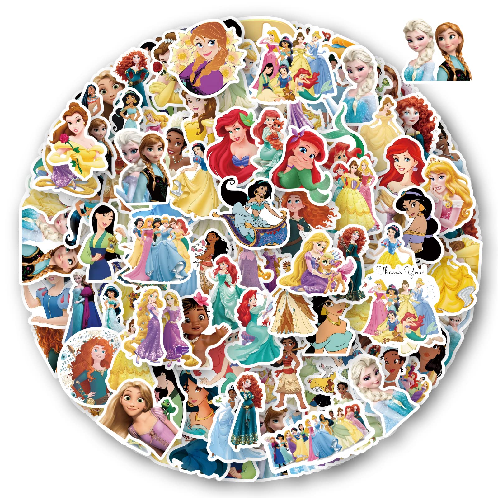 120-Piece Cute Princess Stickers Pack for Teens - Waterproof Vinyl Decals for Water Bottles, Laptops, Journals & DIY Crafts - Perfect for Girls Room Decor & Scrapbooking