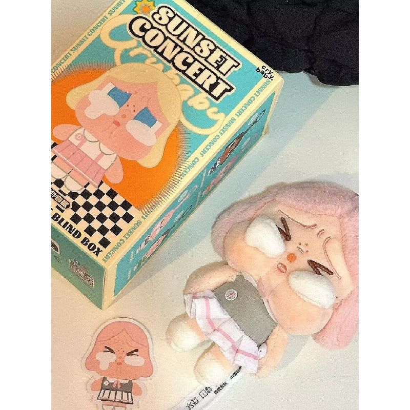 Crybaby Sunset Concert Plush Pendant Necklace - Pink & Grey Anime Kawaii Jewelry for Concerts, Cosplay & Gift Giving