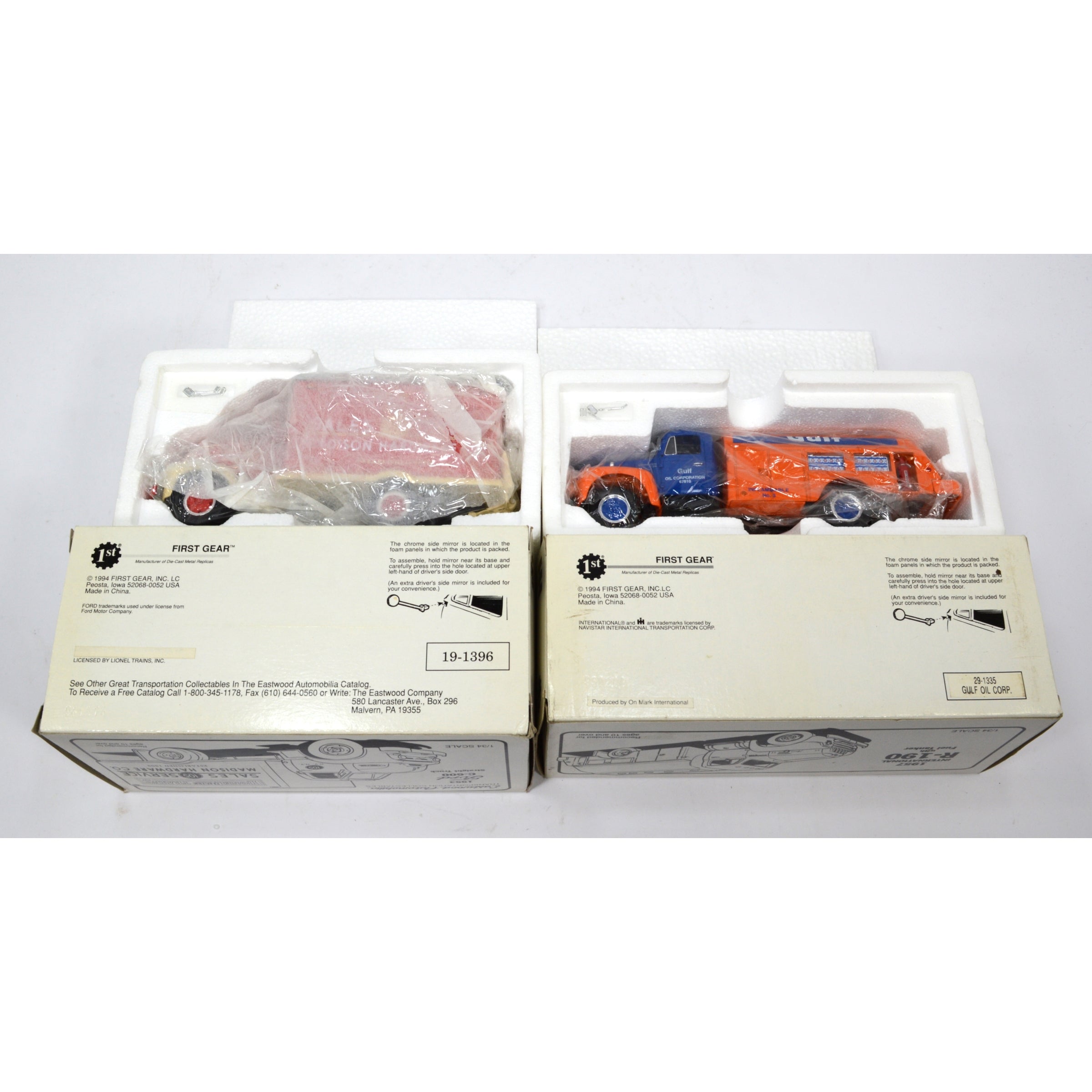 Lot of 4 FIRST GEAR Diecast Model Trucks - Gulf Tanker & Lionel Trains Texaco Fire Truck Collection for Display & Gift Giving