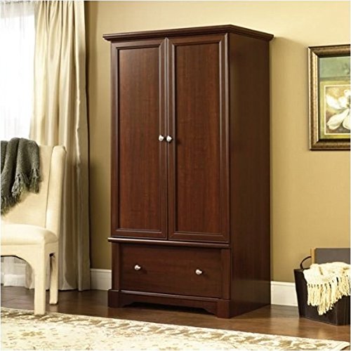 Modern Cherry Wood Wardrobe Armoire with Storage Drawers - Contemporary Closet Organizer for Bedroom, Walk-in Closet & Guest Room Storage Solution
