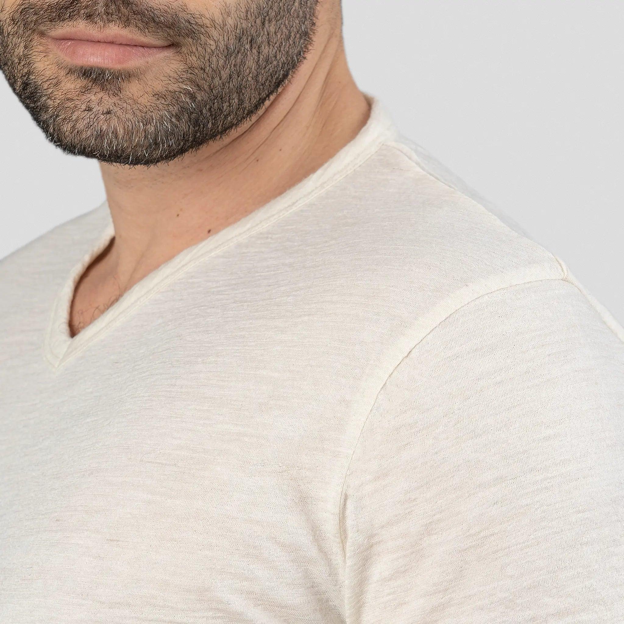 Ultralight Men's Alpaca Wool V-Neck T-Shirt - 160 GSM Soft Breathable Tee for Outdoor Hiking & Casual Wear