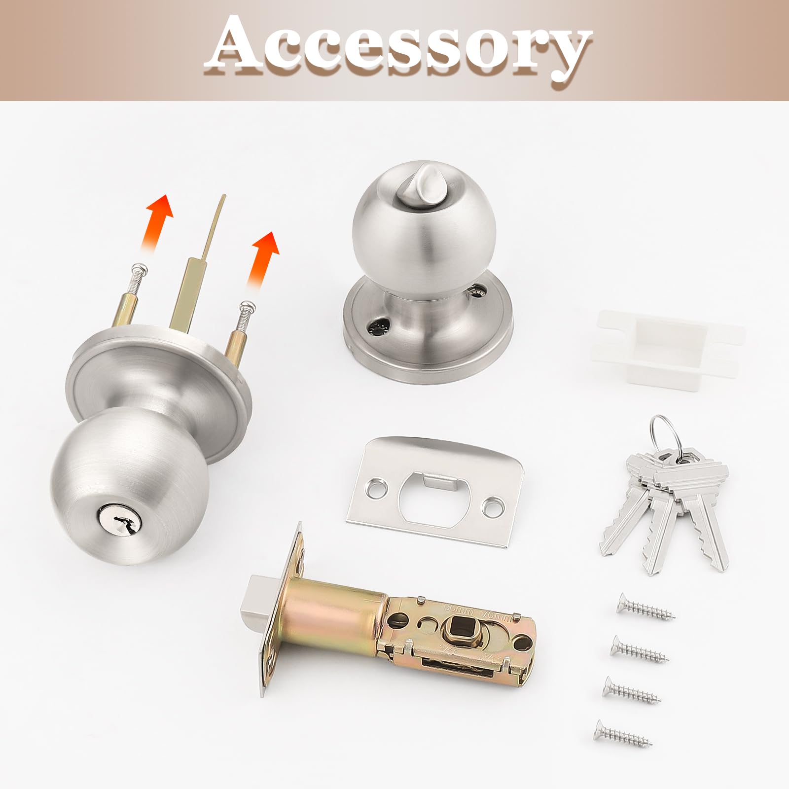 Probrico 10-Pack Keyed Alike Entry Door Knobs - Satin Nickel Finish Locking Door Handles with 3 Combination Keys | Secure Office & Front Door Locks for Home & Business Security