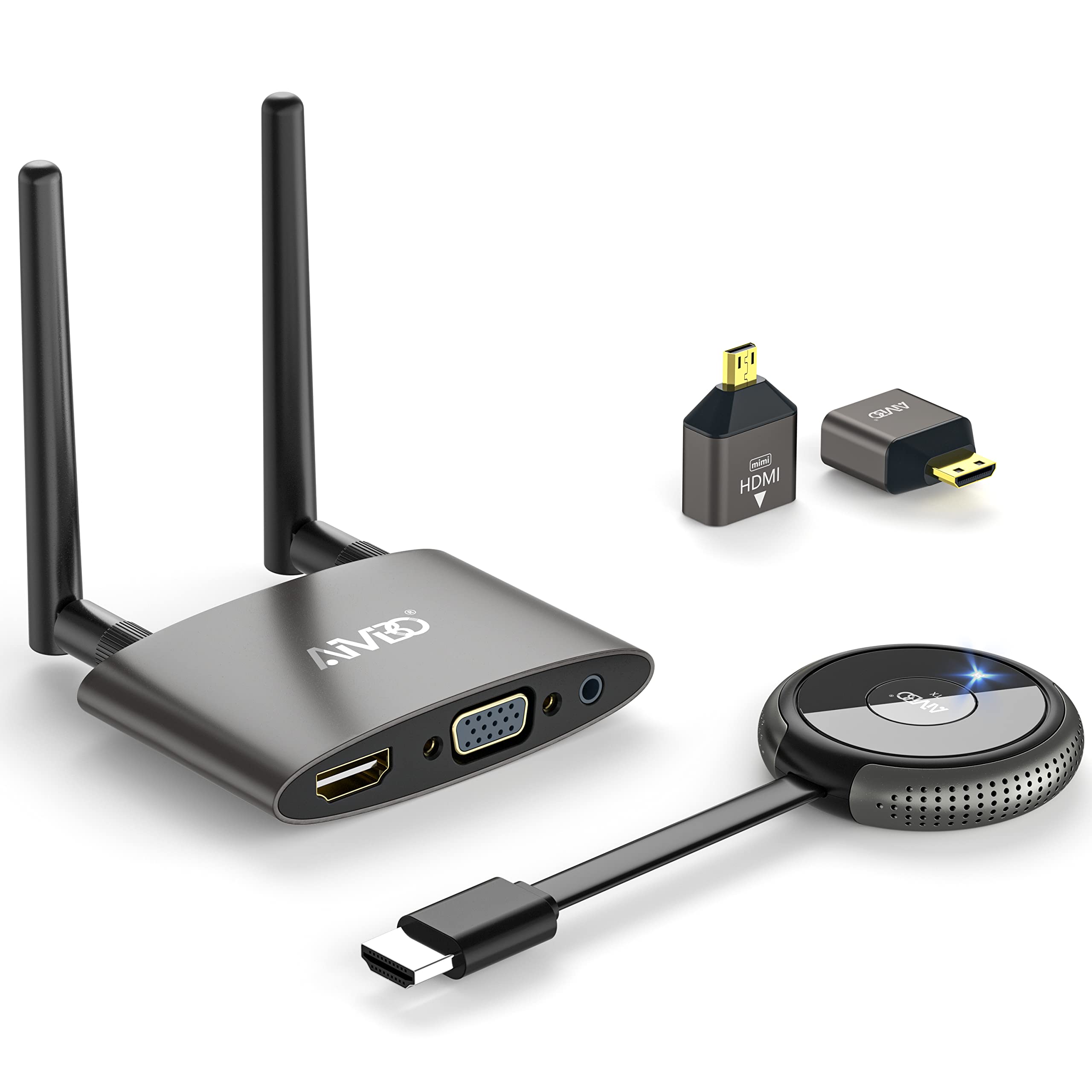 Wireless HDMI Transmitter and Receiver - 5GHz HDR Dual Screen HDMI/VGA Casting for Laptop/PC/Camera/Cable Box to HDTV/Projector/Monitor - 165FT Range for Streaming TikTok/YouTube/Netflix - Perfect for Home Theater, Gaming & Office Presentations