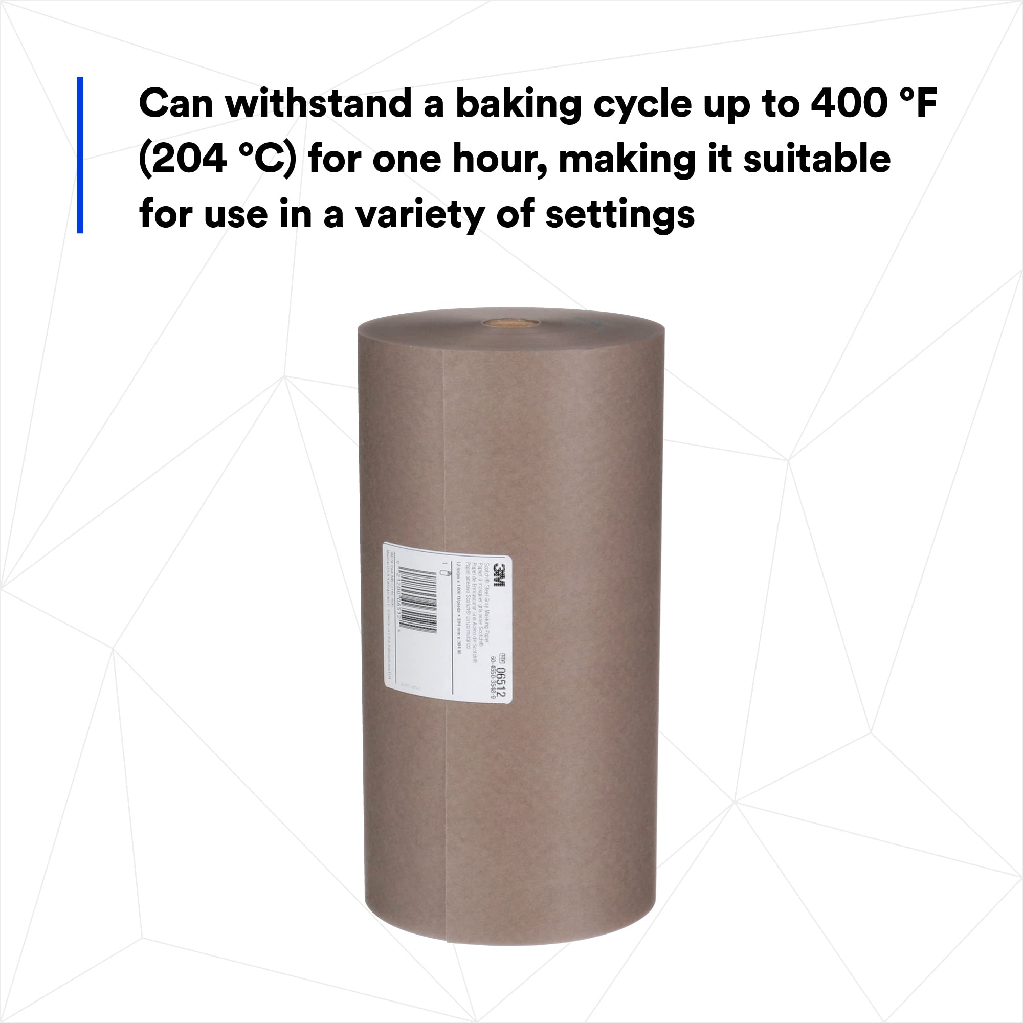 Scotch Steel Gray Masking Paper 06512 - Heat Resistant, Flexible, Solvent Resistant - 12 Inch x 1000 Ft Roll - Ideal for Painting, Automotive & Industrial Masking Applications
