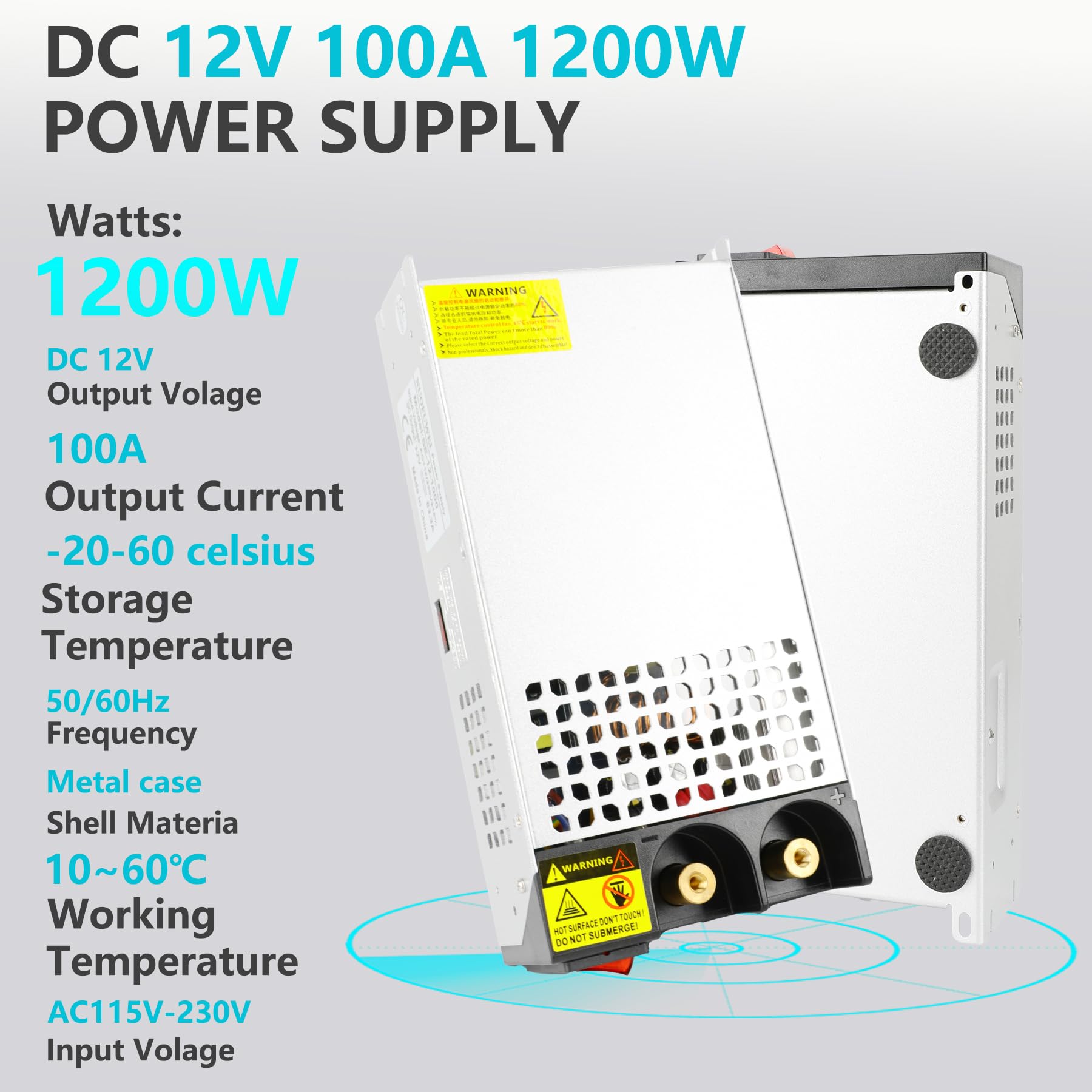 12V 100A 1200W Power Supply Converter - AC 110V to DC 12V Transformer Adapter - High Power Switching Supply for LED Strips, CCTV Cameras, Security Systems, 3D Printers, Radios & More - Perfect for Home, Office & Industrial Use