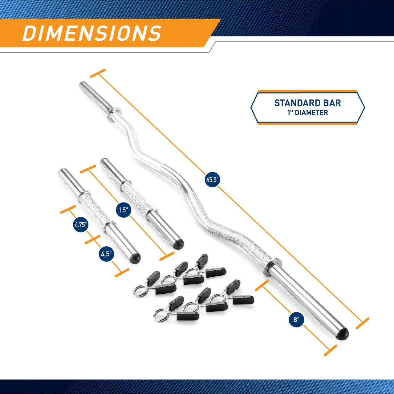 Marcy SDC 10.1 Standard Olympic Curl Bar & Dumbbell Handle Set - Weight Lifting Equipment for Home Gym & Strength Training
