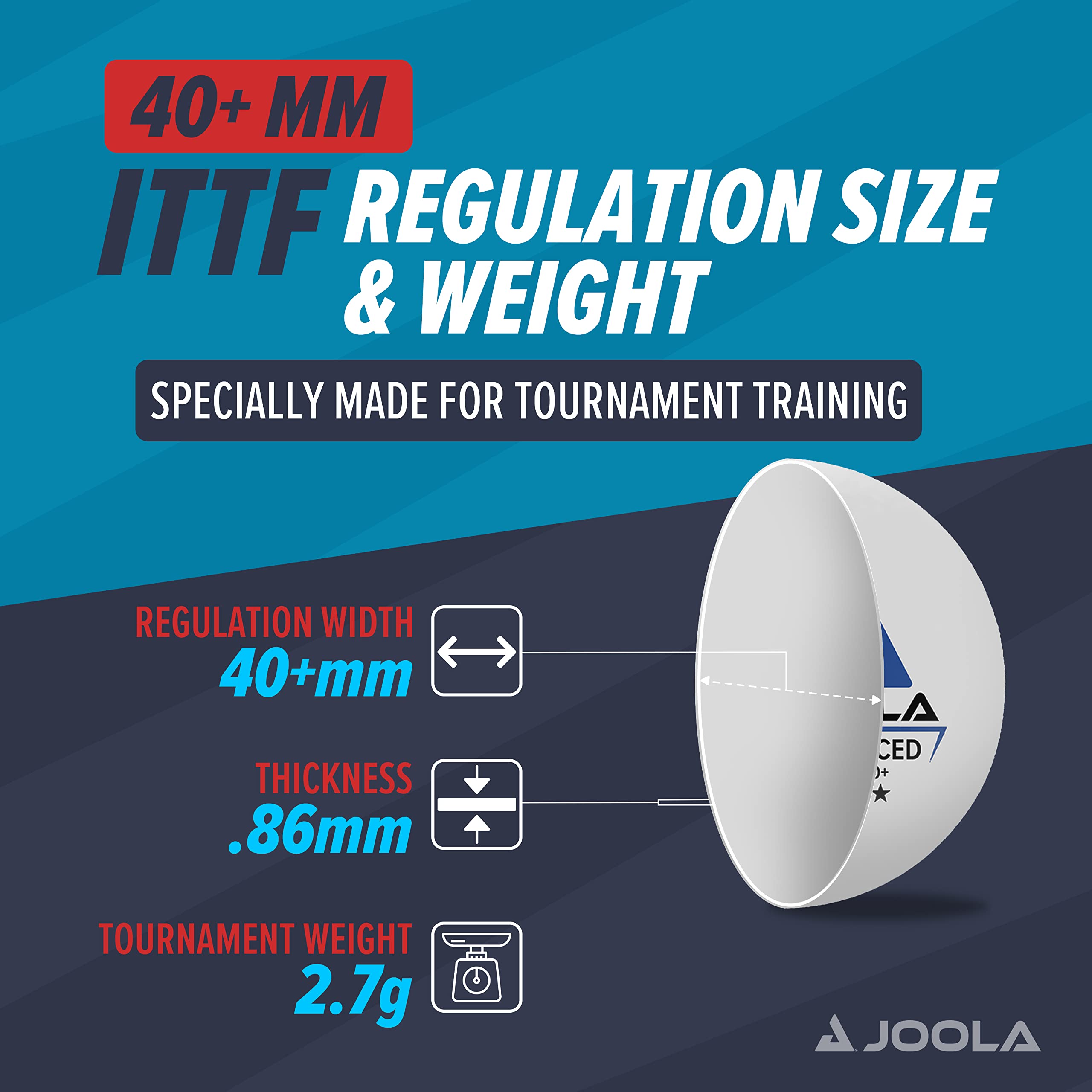 JOOLA 3-Star Premium Table Tennis Balls - 40+mm ITTF Approved Ping Pong Balls for Training & Competition (12/60/120 Pack) - Durable for Indoor/Outdoor Play, Cat Toys & Recreational Games