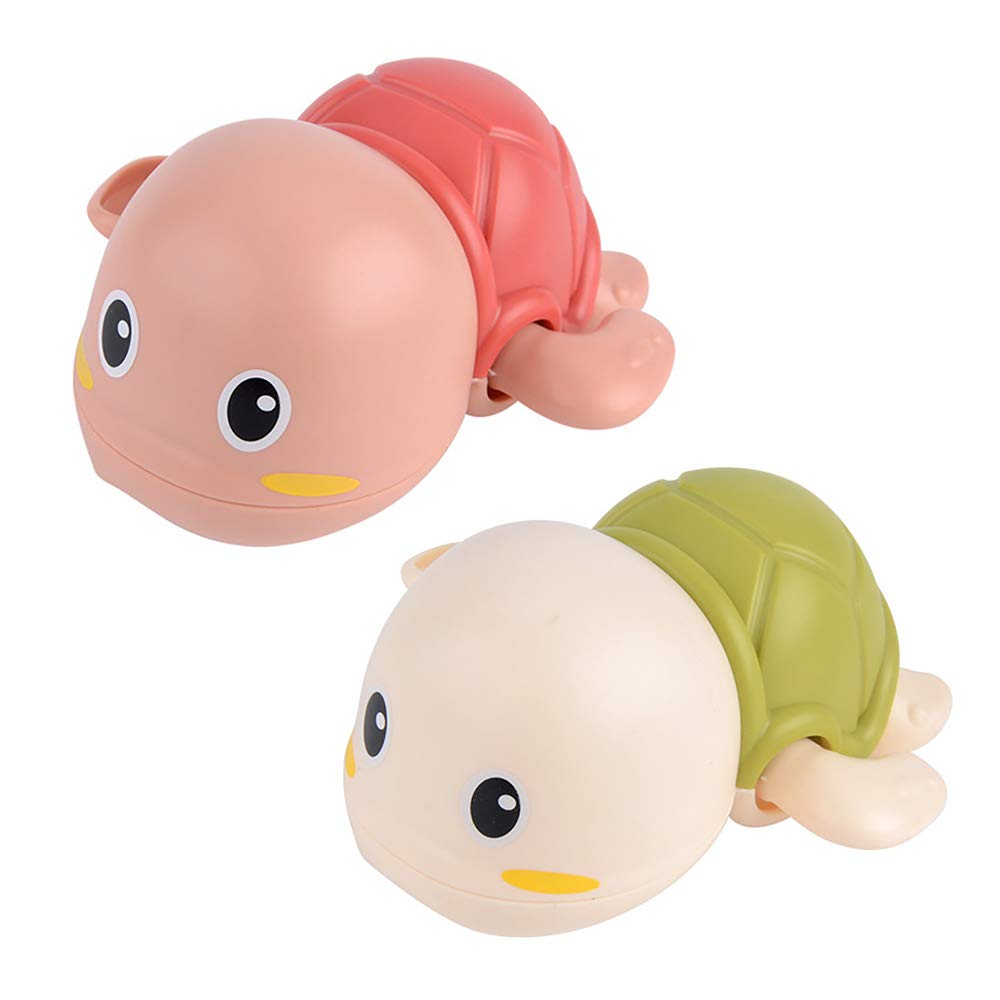 NextTake Wind-Up Swimming Turtle Bath Toy for Toddlers - Cute Clockwork Bathtub Water Toy (Red & Green) | Fun Bath Time & Pool Play for Kids
