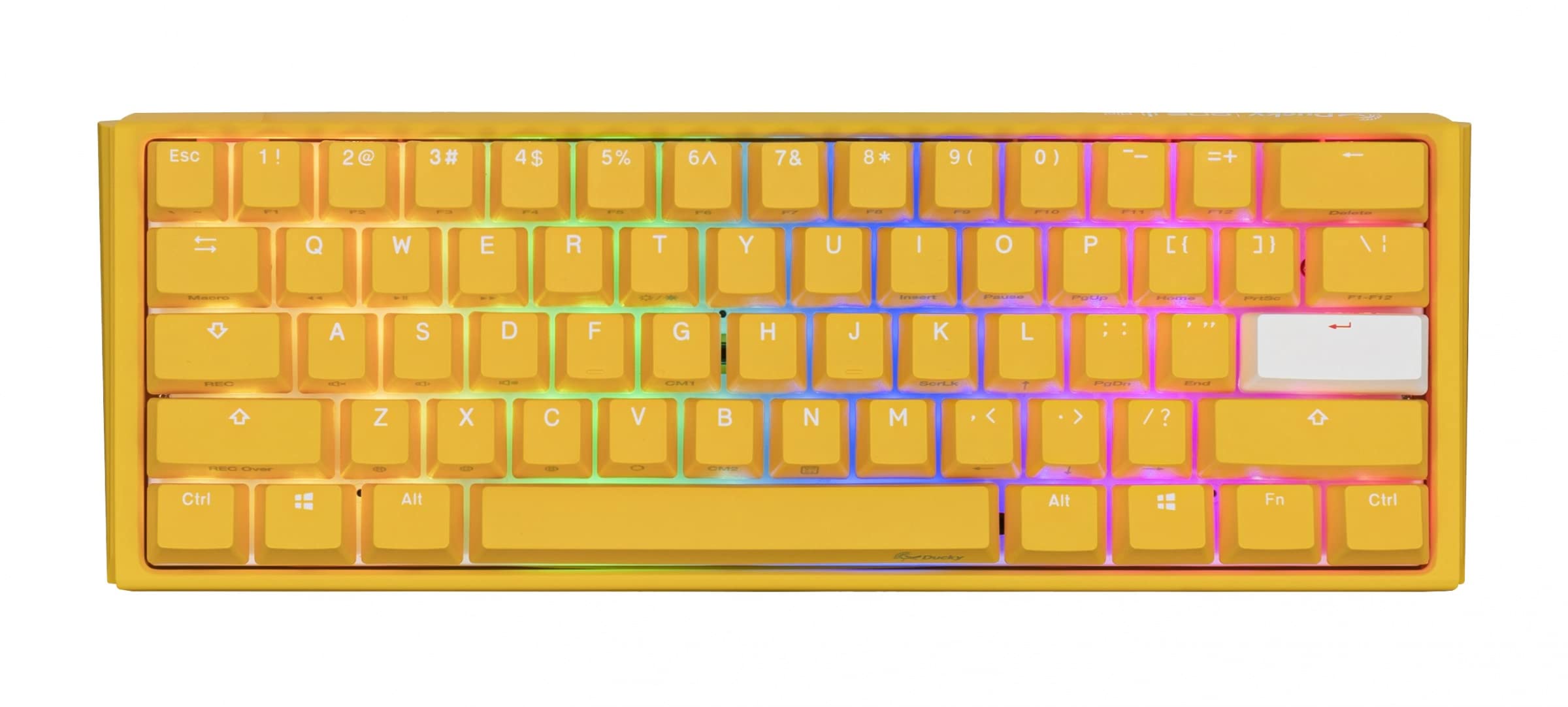 Ducky ONE 3 Hot-Swappable RGB Mechanical Keyboard with Cherry MX Clear Switches & PBT Double-Shot Keycaps | 61-Key Mini Compact Layout in Yellow | Perfect for Gaming, Typing & Office Work