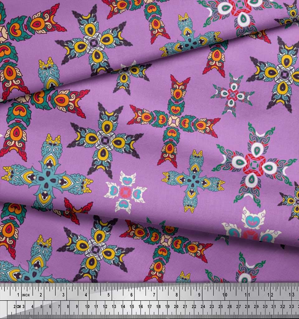 Soimoi Moss Georgette Brown Fabric by The Yard - 42 Inch Wide Moroccan Printed Fabric with Exotic Designs for Dresses, Curtains & Home Decor