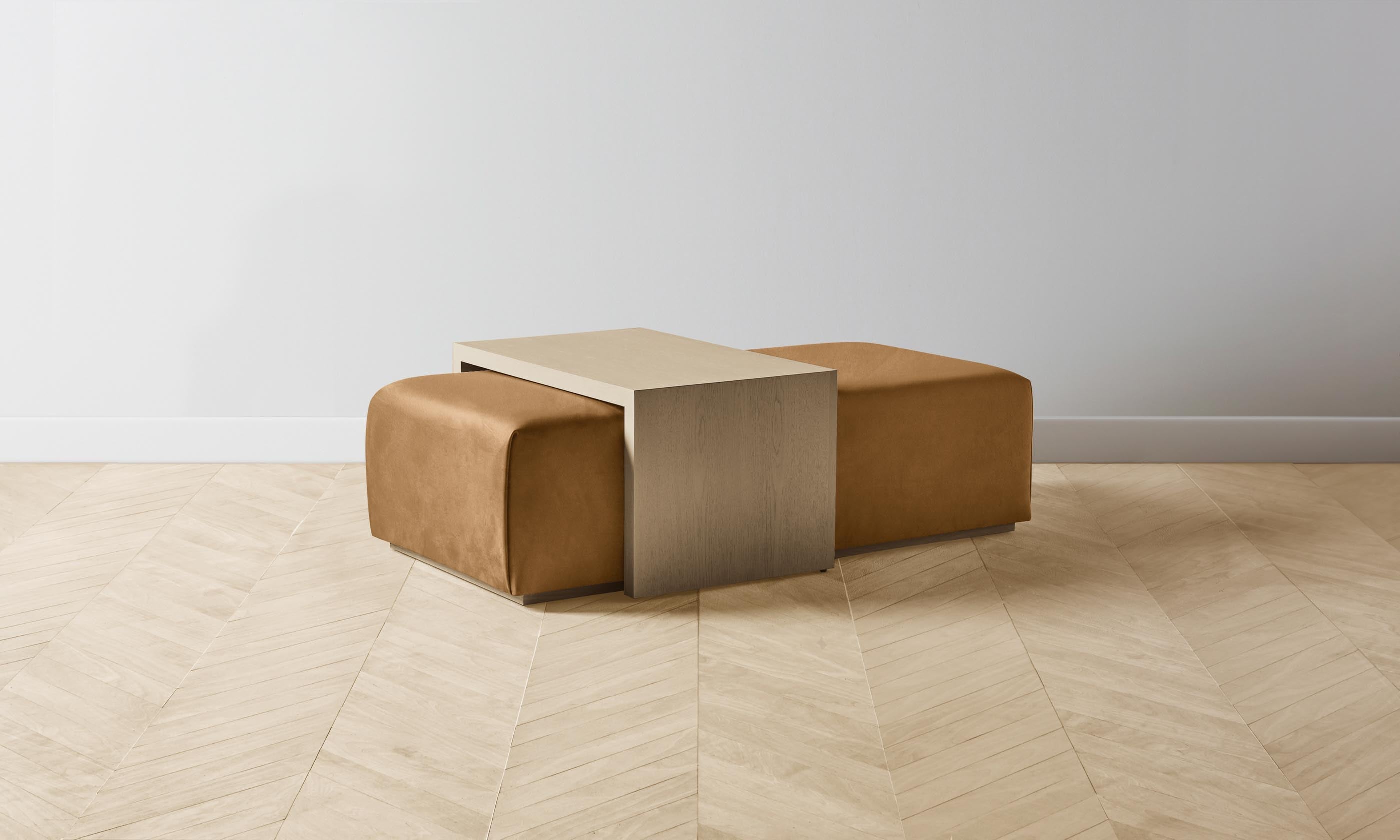 Luxury Nubuck Leather Saddle Ottoman - The Bowery Footrest Stool for Living Room, Bedroom & Office - Comfortable Leather Pouf with Sturdy Wooden Legs